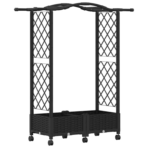 vidaXL T&otilde;stetud Padi Kase ja Katusega Must 124 x 40 x 129 cm PP