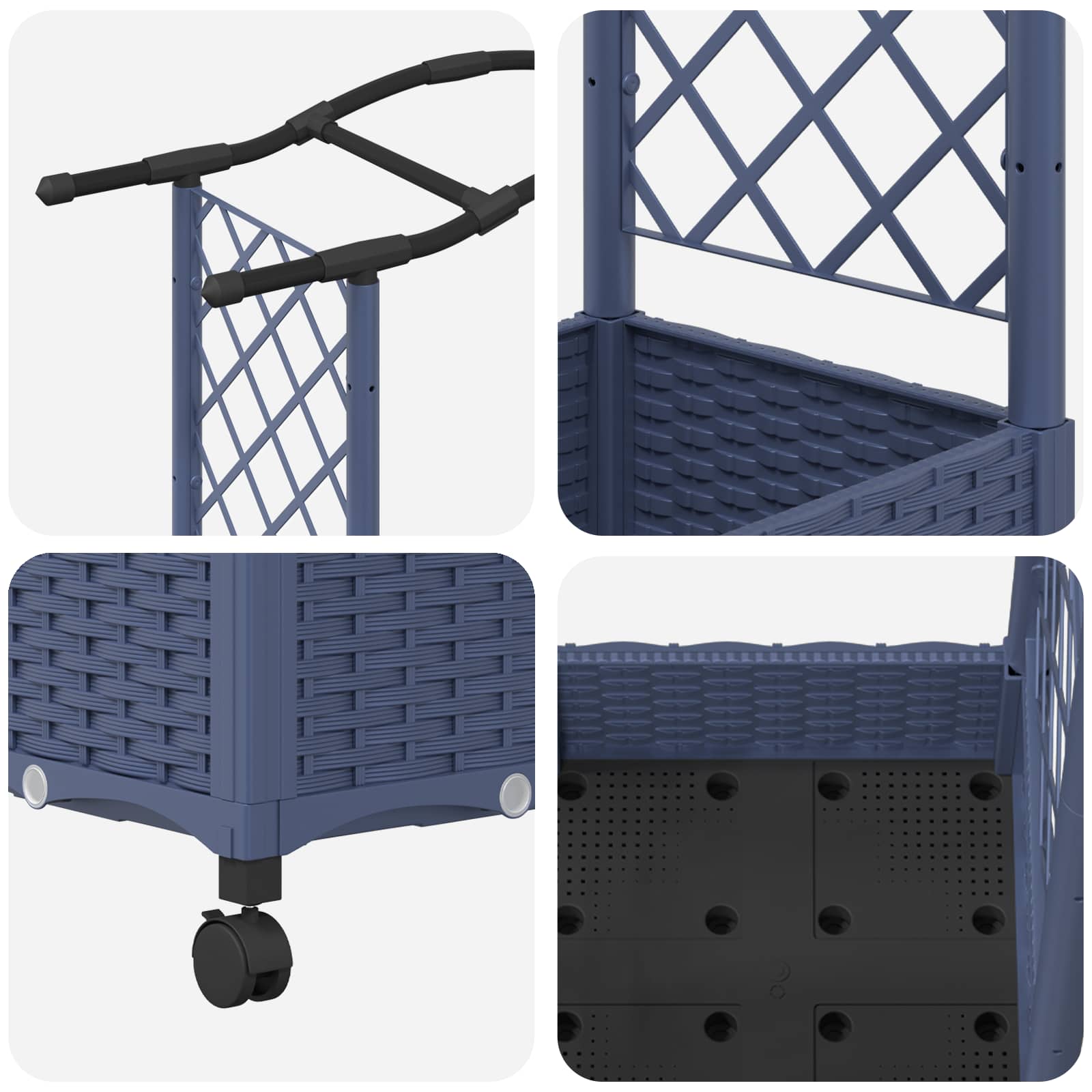 Verhoogd Bed met Trellis en Dak Grijs 124 x 40 x 129 cm PP image 6