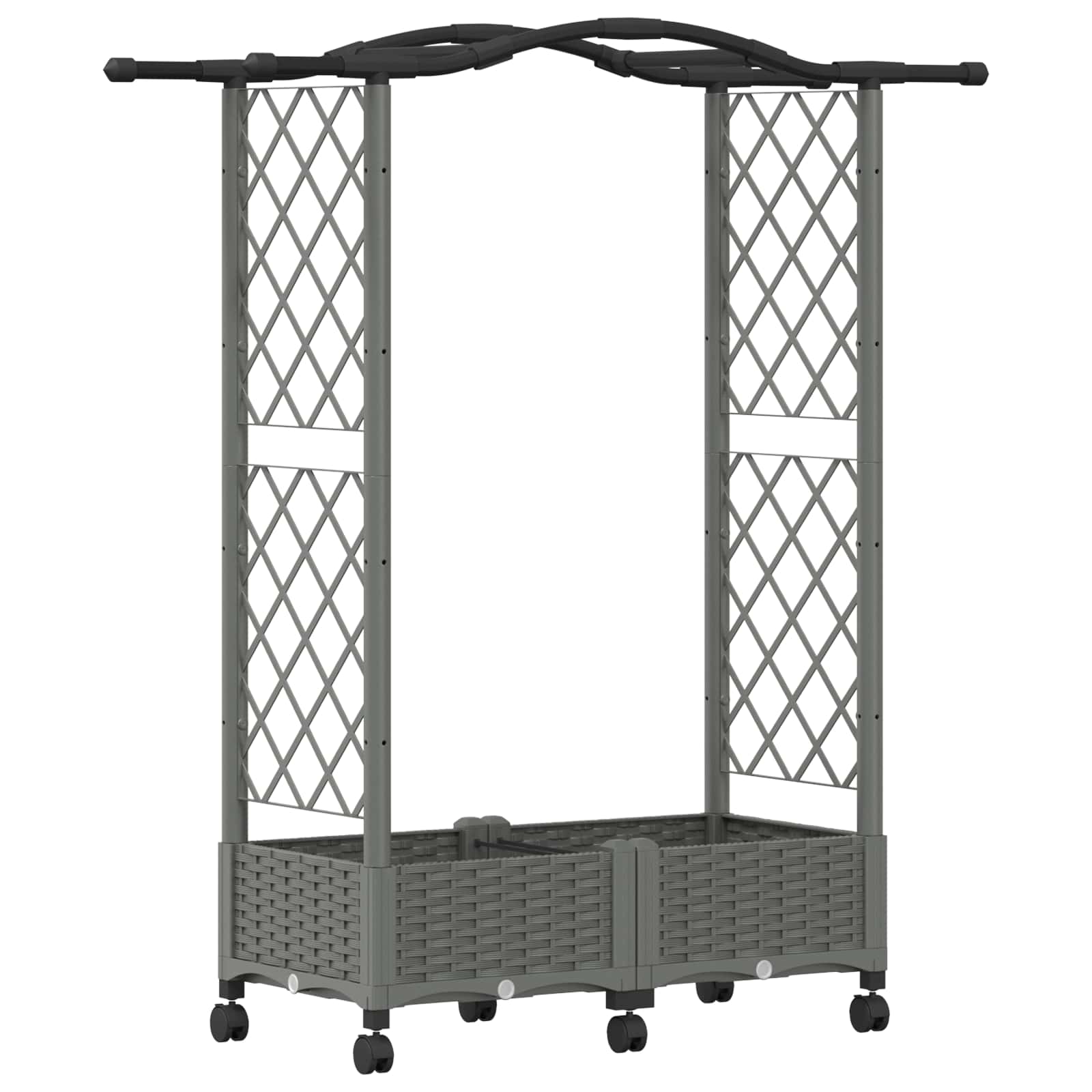 Verhoogd Bed met Trellis en Dak Lichtgrijs 124 x 40 x 129 cm PP image 2