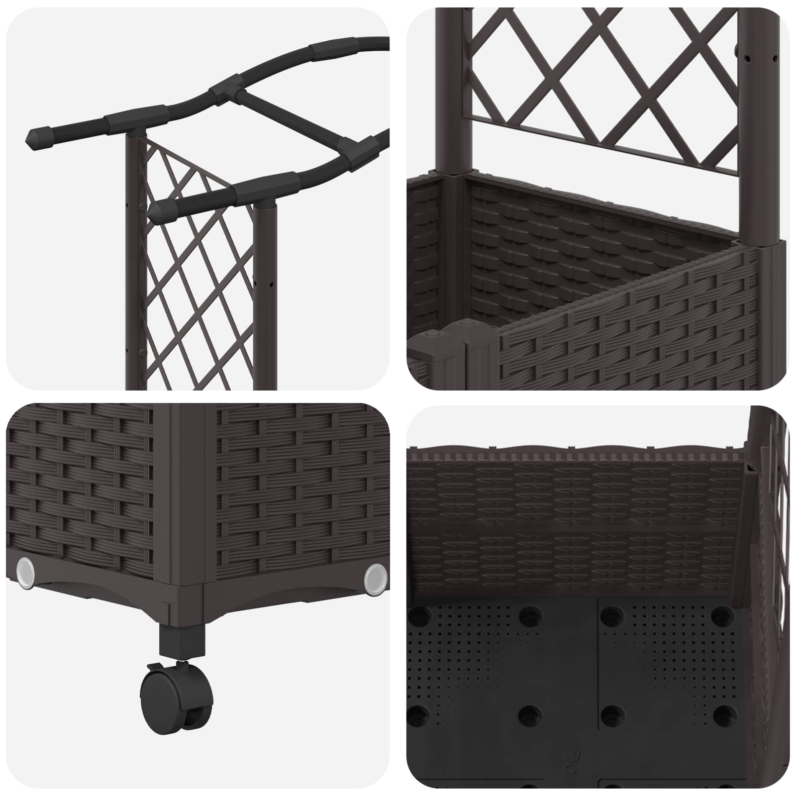 Verhoogd Bed met Trellis en Dak Bruin 125 x 40 x 144 cm PP image 6