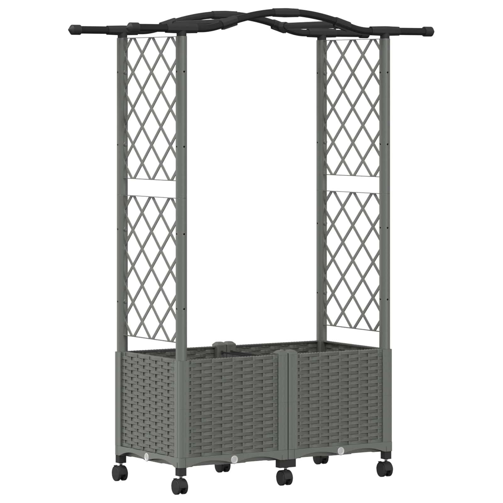 Verhoogd Bed met Trellis en Dak Lichtgrijs 125 x 40 x 144 cm PP image 2