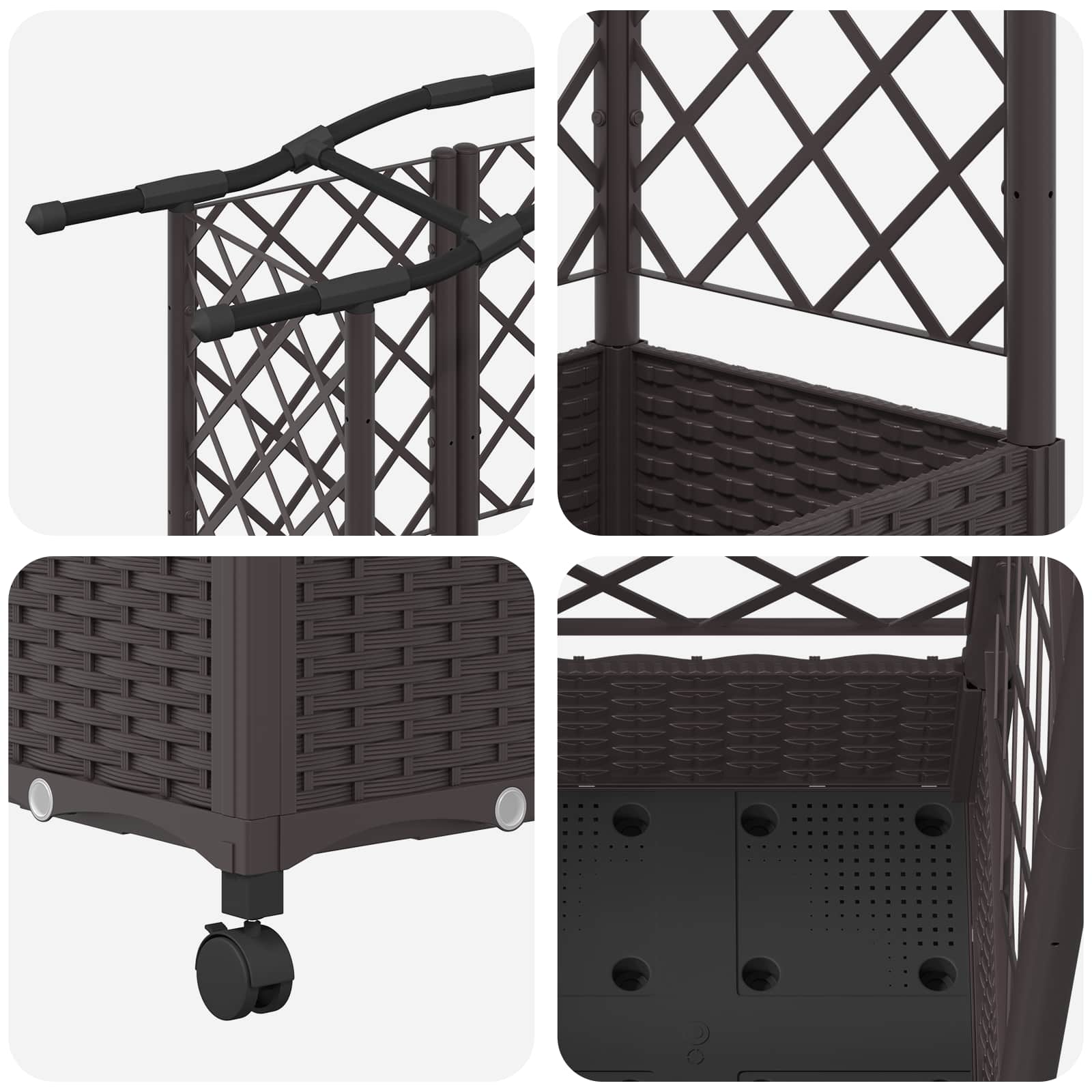 Verhoogd Bed met Trellis en Dak Bruin 124 x 40 x 129 cm PP image 6