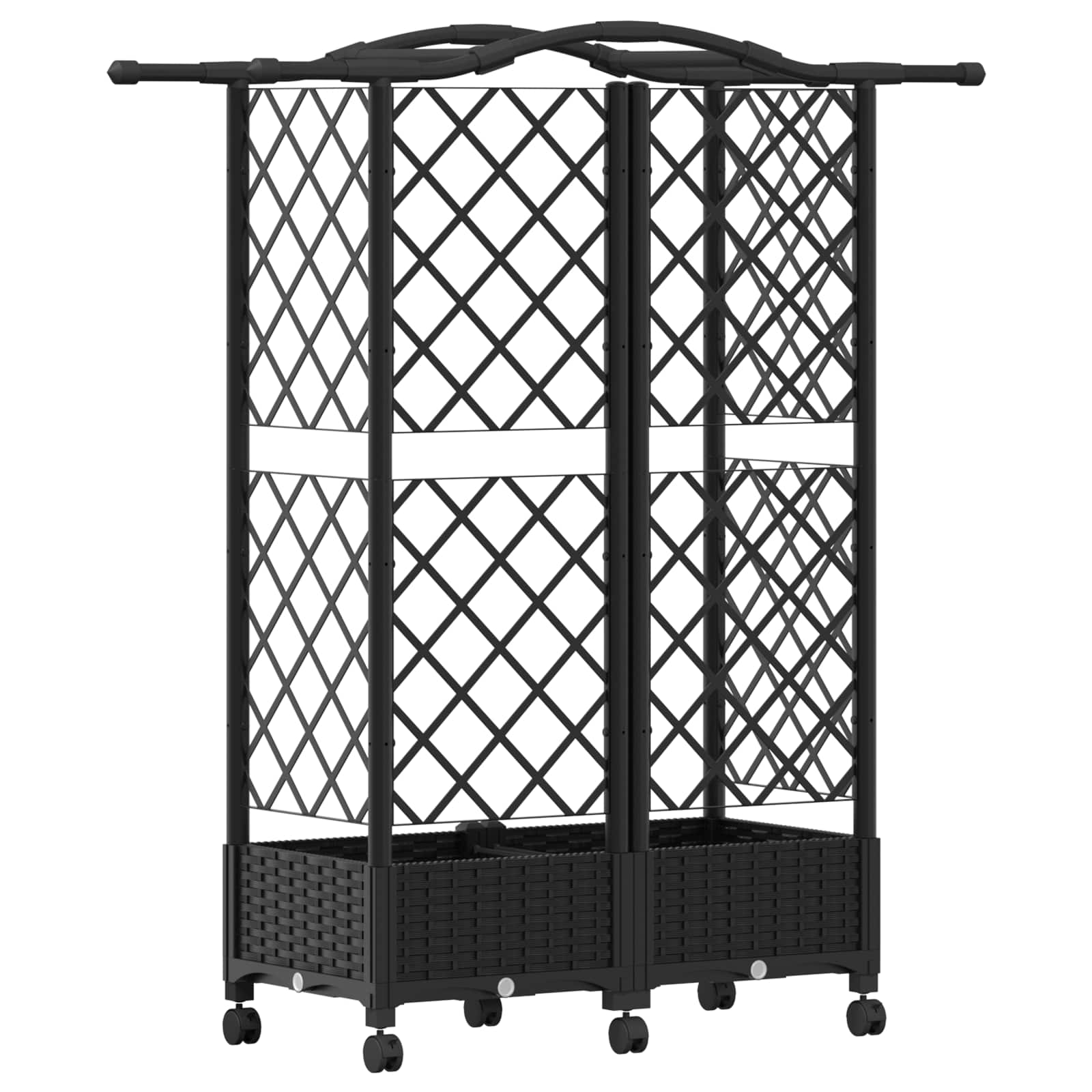 Verhoogd Bed met Trellis en Dak Zwart 124 x 40 x 129 cm PP image 5