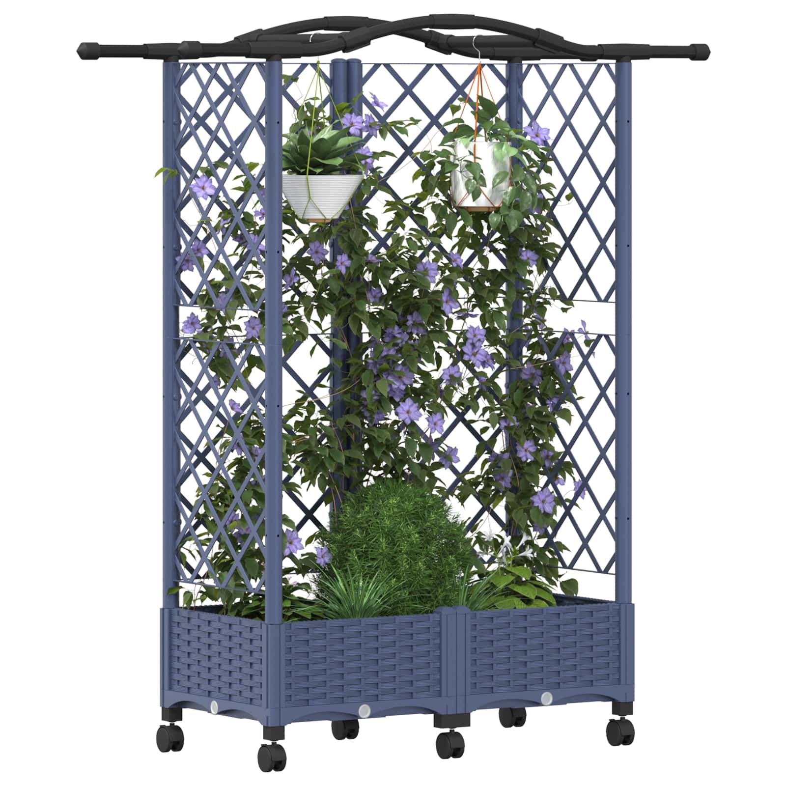 Verhoogd Bed met Trellis en Dak Grijs 124 x 40 x 129 cm PP image 3