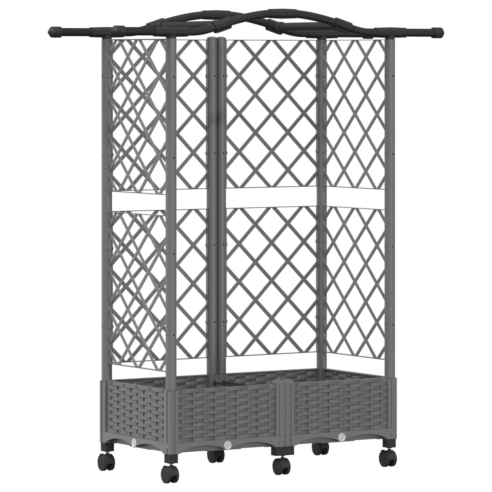 Verhoogd Bed met Trellis en Dak Lichtgrijs 124 x 40 x 129 cm PP image 2