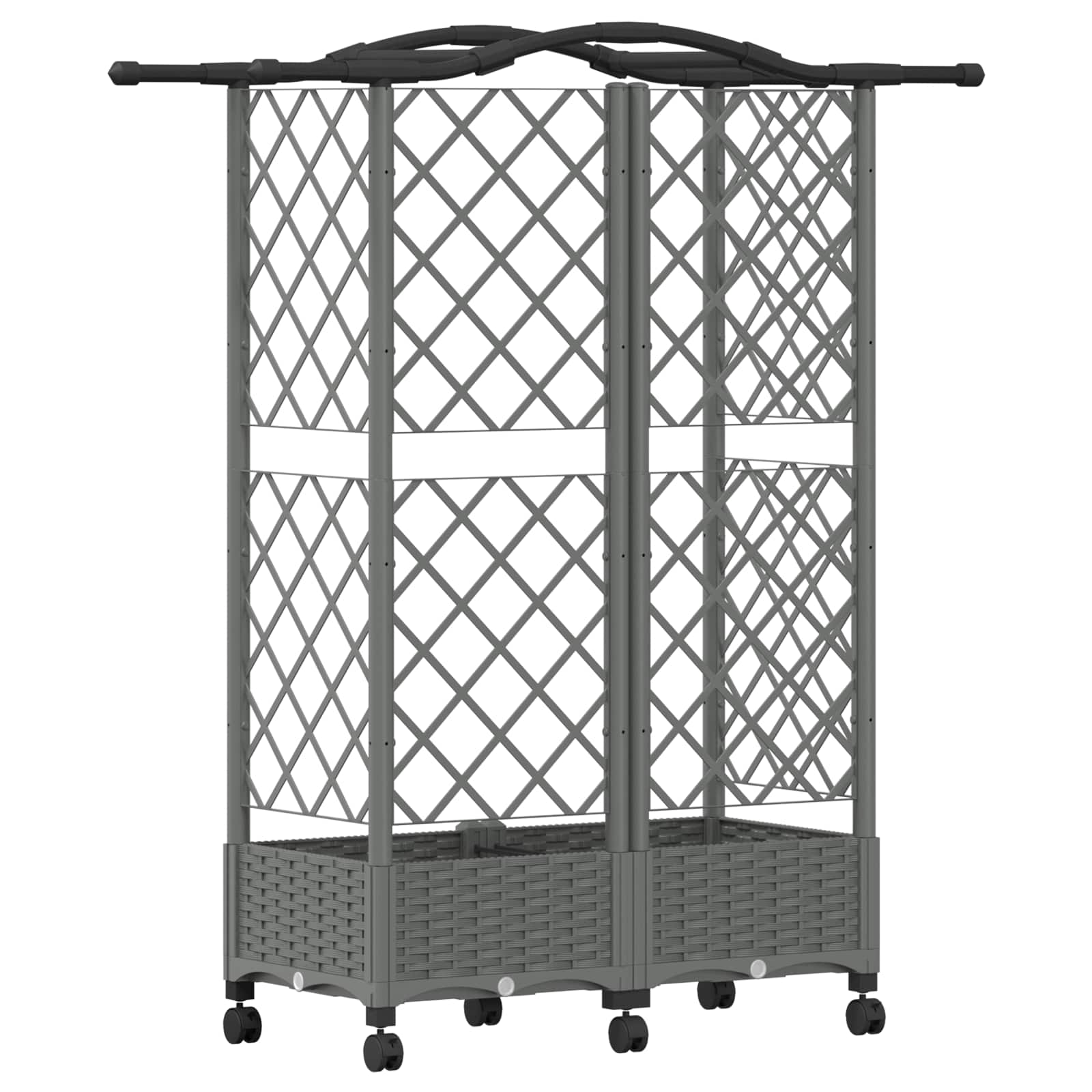 Verhoogd Bed met Trellis en Dak Lichtgrijs 124 x 40 x 129 cm PP image 5