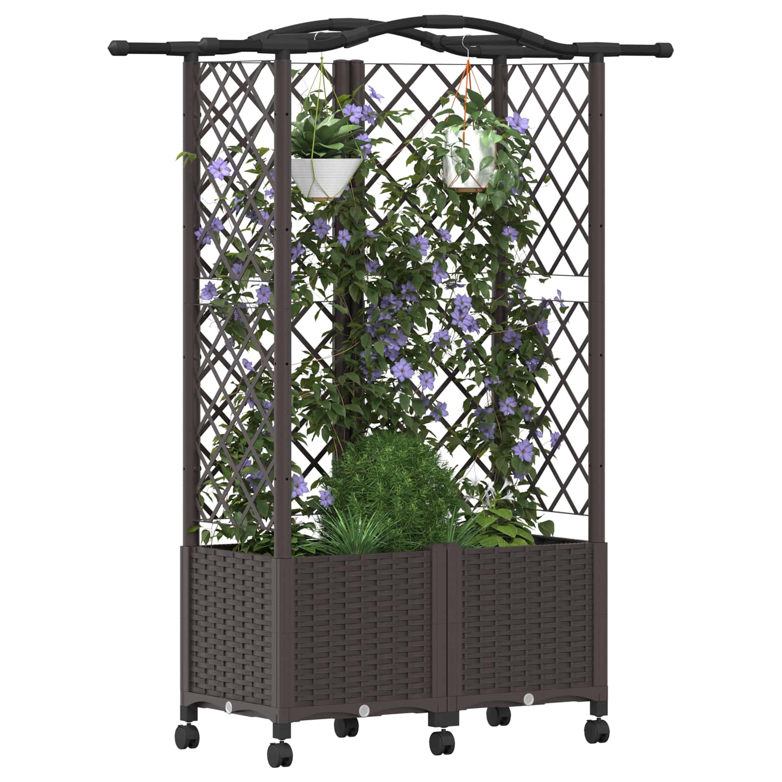 Verhoogd Bed met Trellis en Dak Bruin 122 x 40 x 144 cm PP image 3
