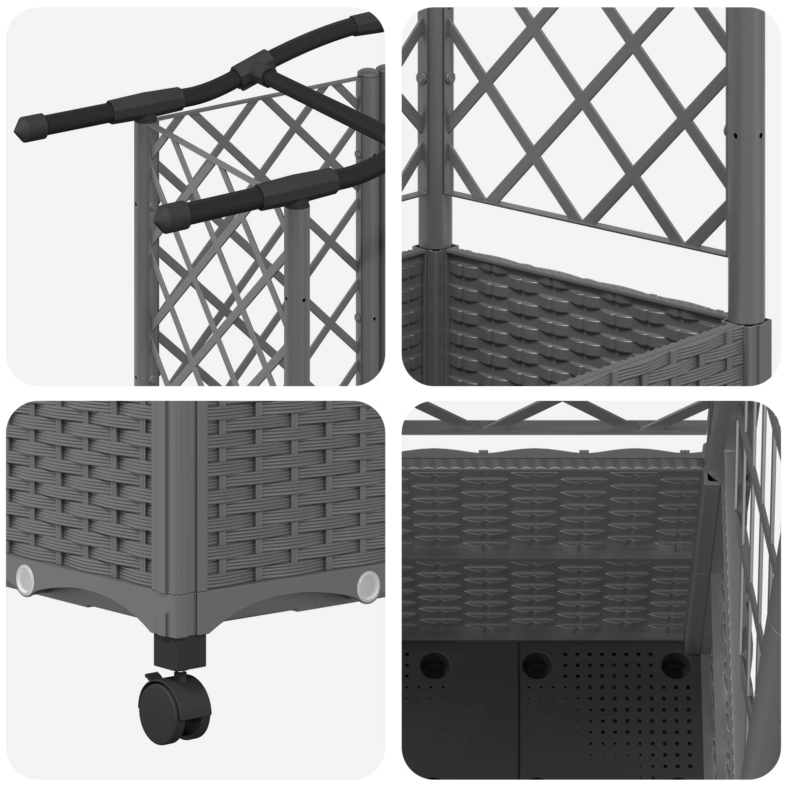 Verhoogd Bed met Trellis en Dak Lichtgrijs 122 x 40 x 144 cm PP image 6