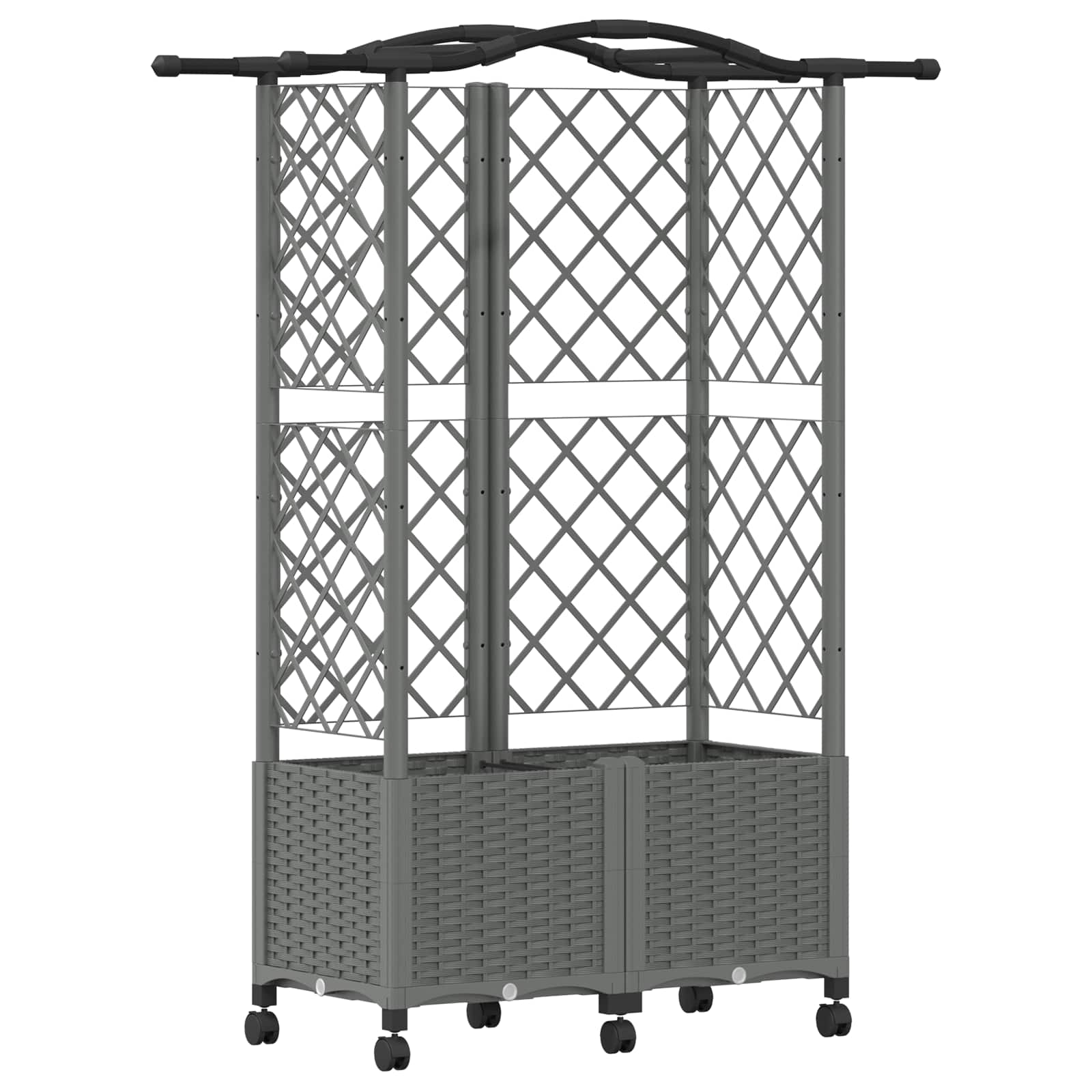 Verhoogd Bed met Trellis en Dak Lichtgrijs 122 x 40 x 144 cm PP image 2