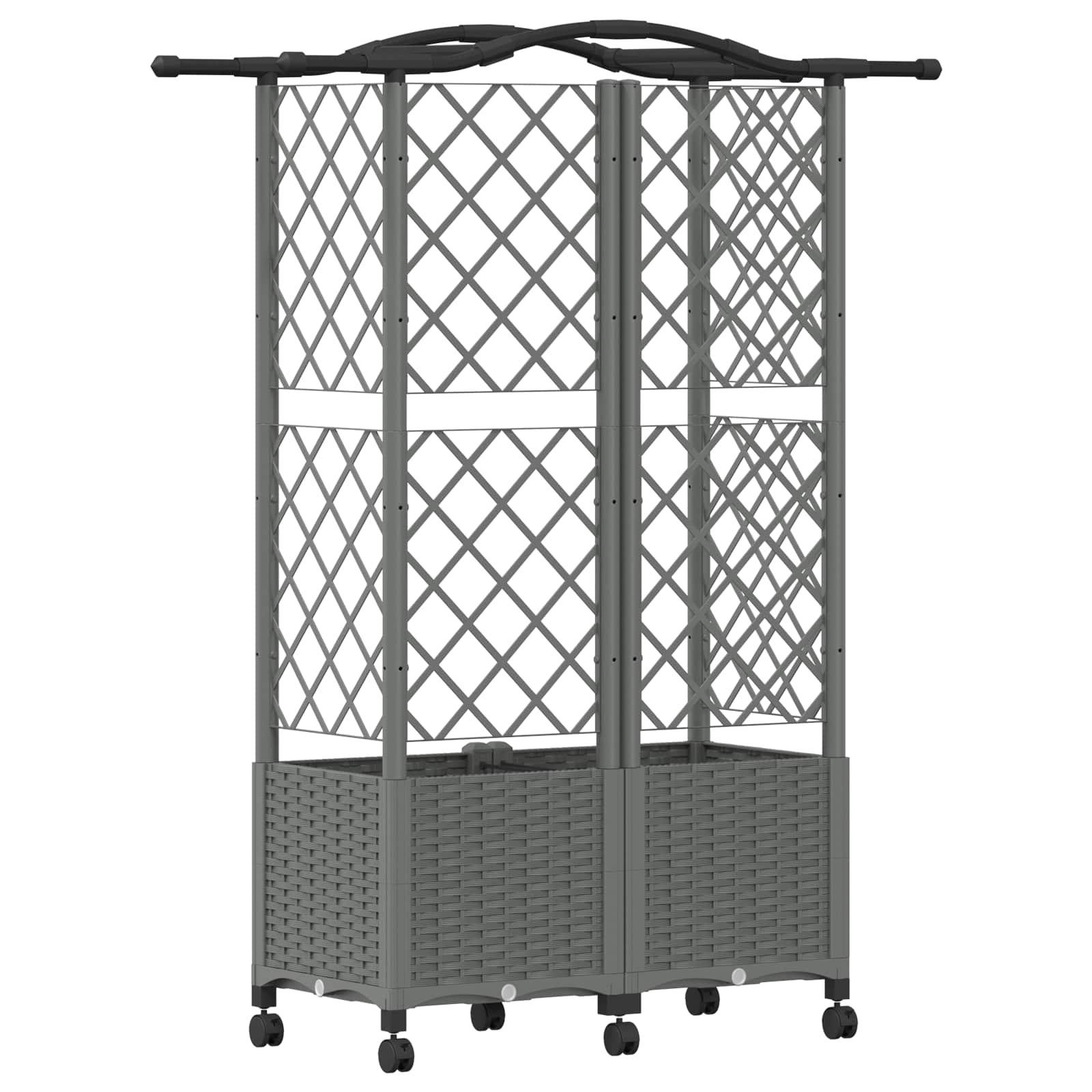 Verhoogd Bed met Trellis en Dak Lichtgrijs 122 x 40 x 144 cm PP image 5