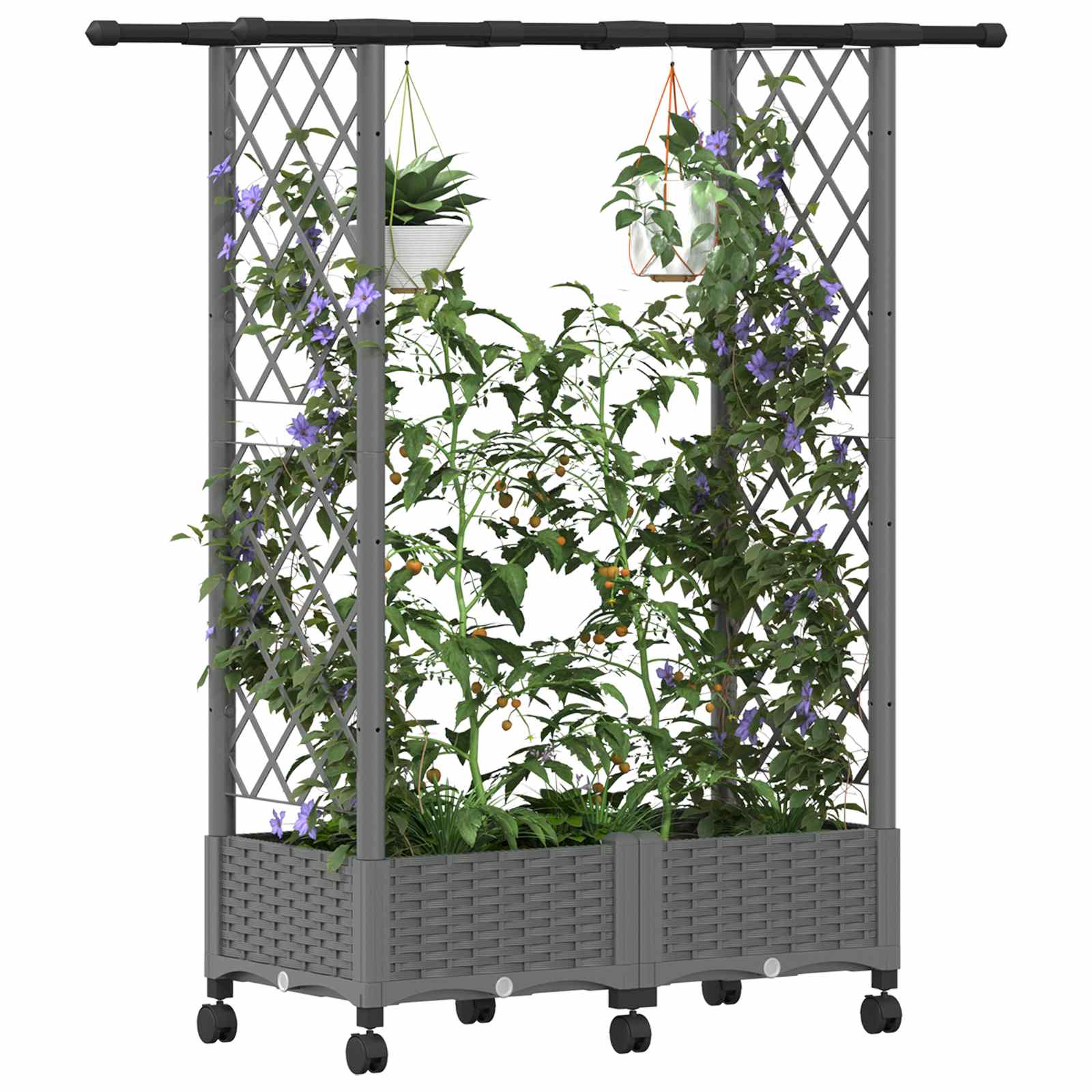 Verhoogd Bed met Trellis en Dak Lichtgrijs 122,5 x 40 x 127 cm image 3