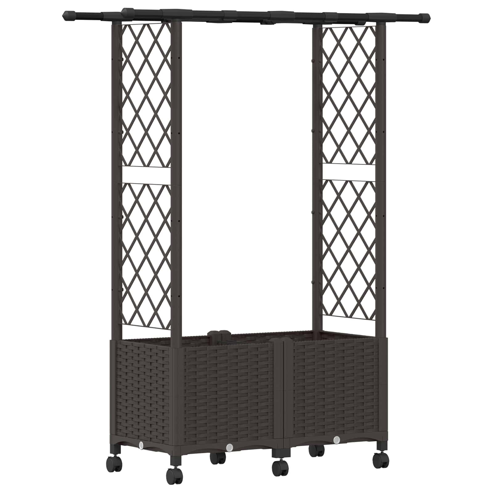 Verhoogd Bed met Trellis en Dak Bruin 124,5 x 40 x 142 cm PP image 2