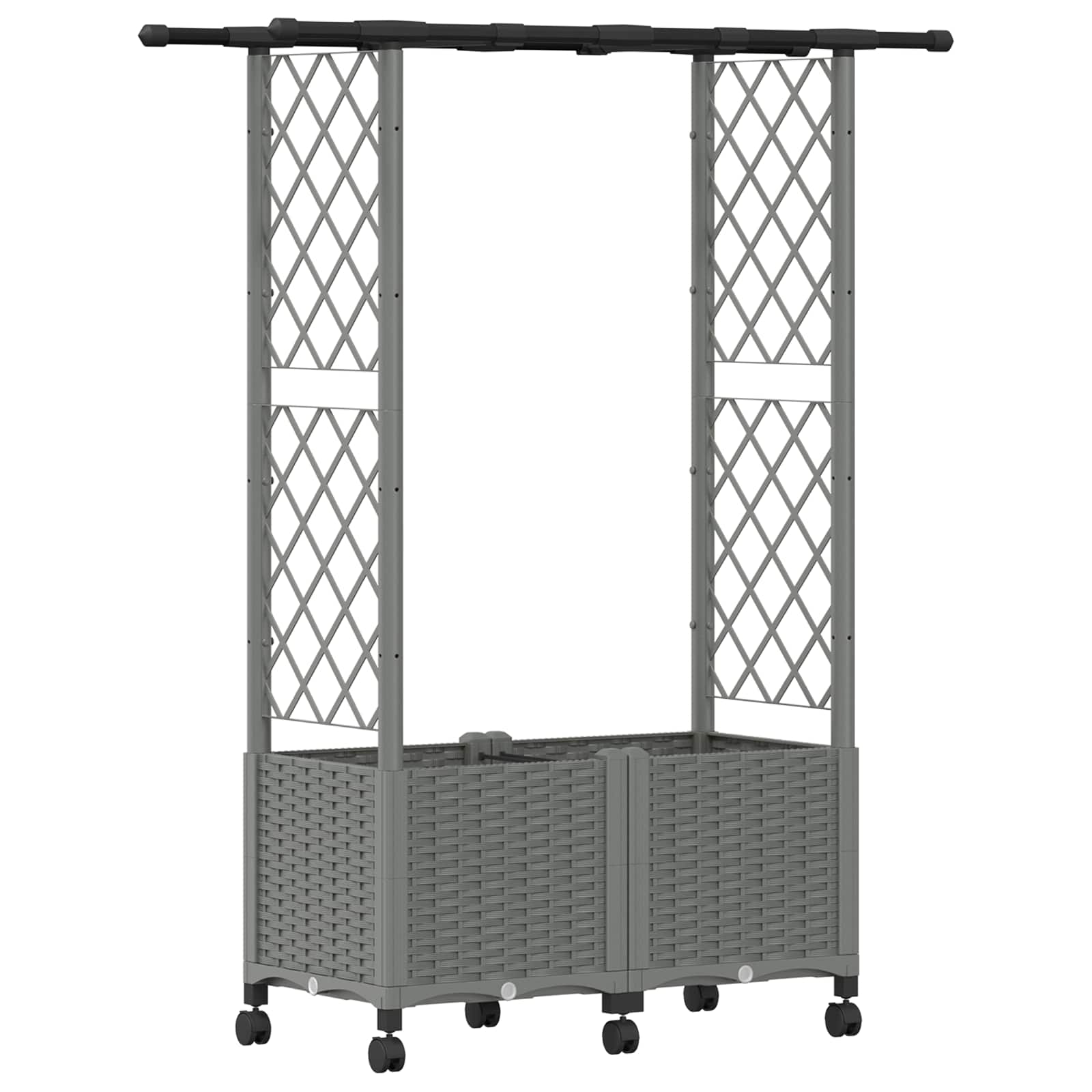 Verhoogd Bed met Trellis en Dak Lichtgrijs 124,5 x 40 x 142 cm image 2