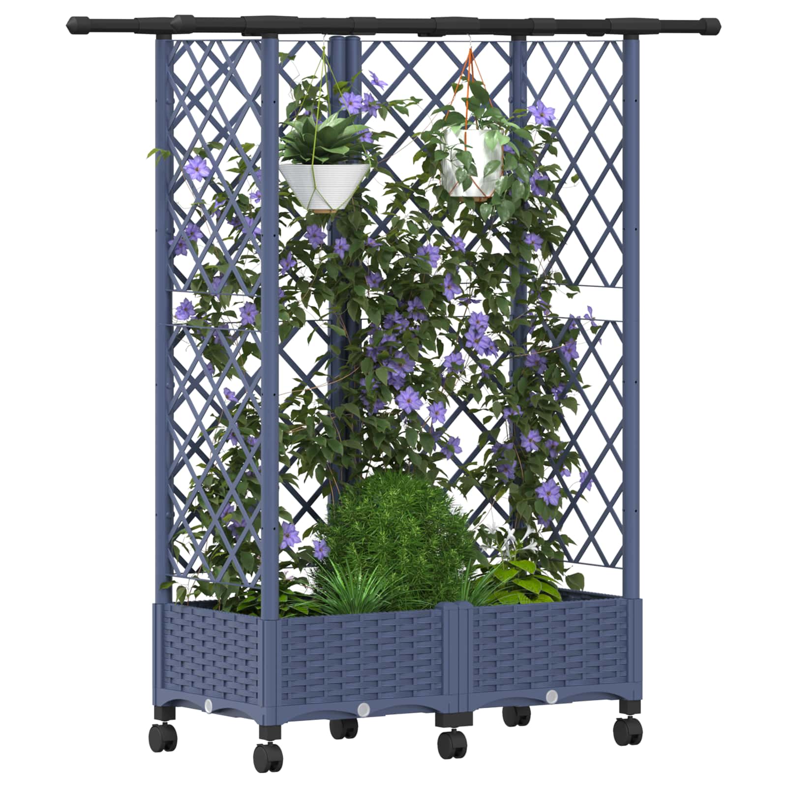 Verhoogd Bed met Trellis en Dak Grijs 124 x 40 x 127 cm PP image 3