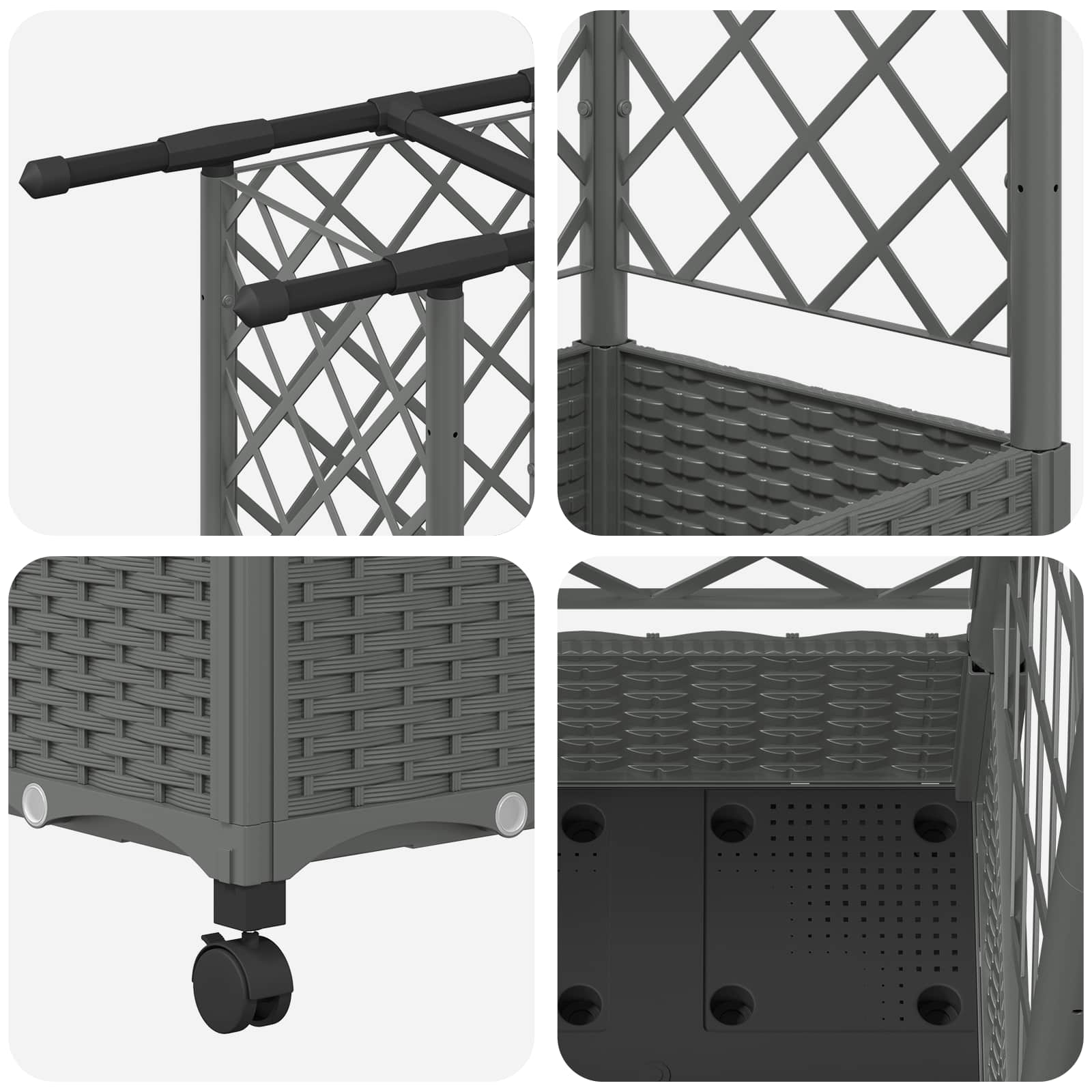 Verhoogd Bed met Trellis en Dak Lichtgrijs 124 x 40 x 127 cm PP image 6