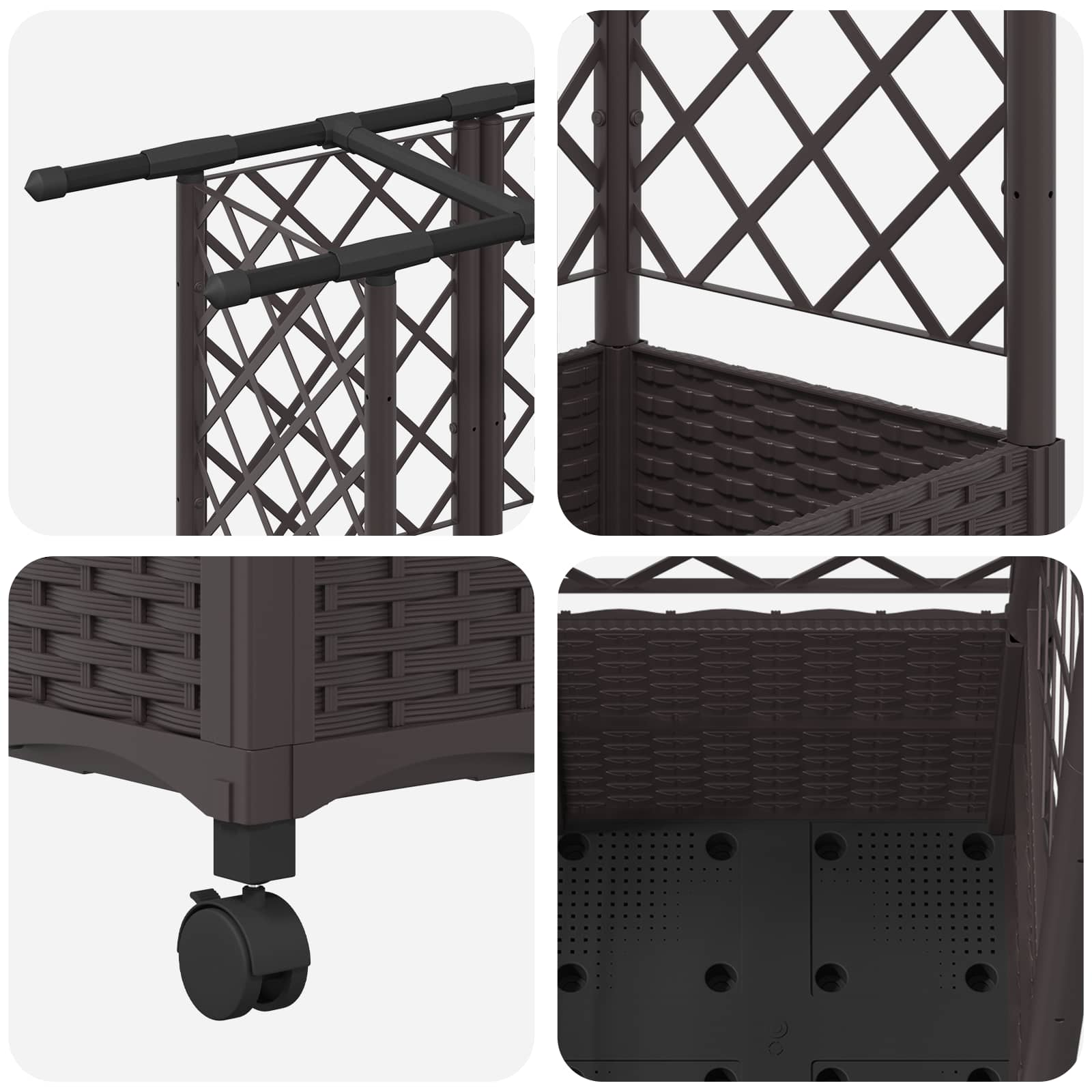 Verhoogd Bed met Trellis en Dak Bruin 124 x 40 x 142 cm PP image 6