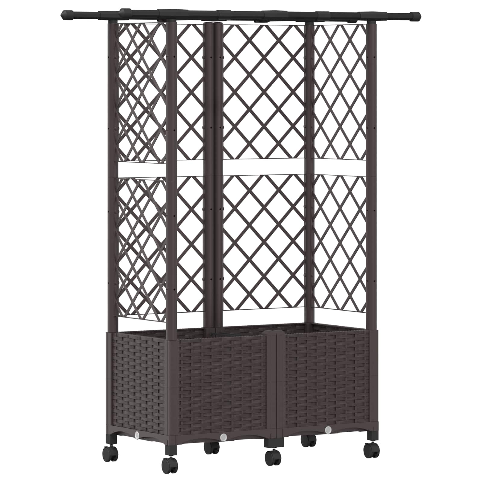 Verhoogd Bed met Trellis en Dak Bruin 124 x 40 x 142 cm PP image 2