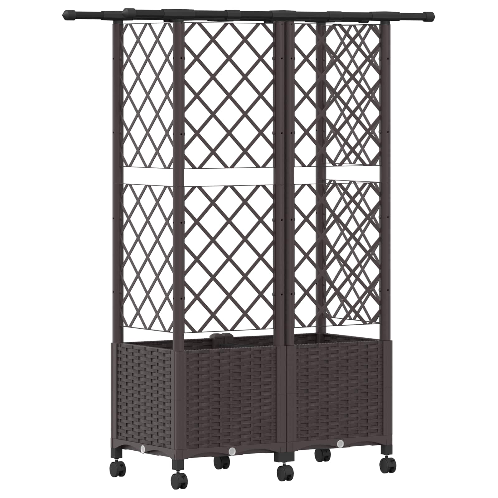 Verhoogd Bed met Trellis en Dak Bruin 124 x 40 x 142 cm PP image 5