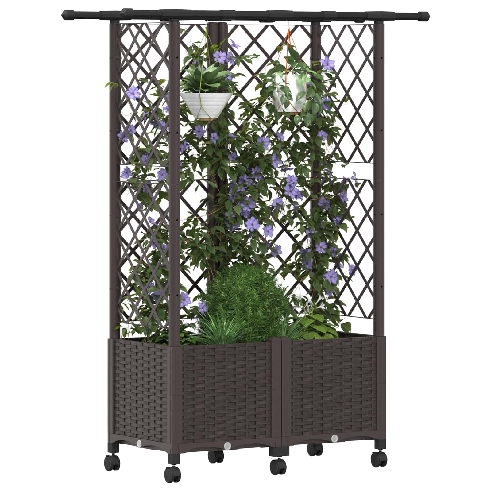 Verhoogd Bed met Trellis en Dak Bruin 124 x 40 x 142 cm PP image 3