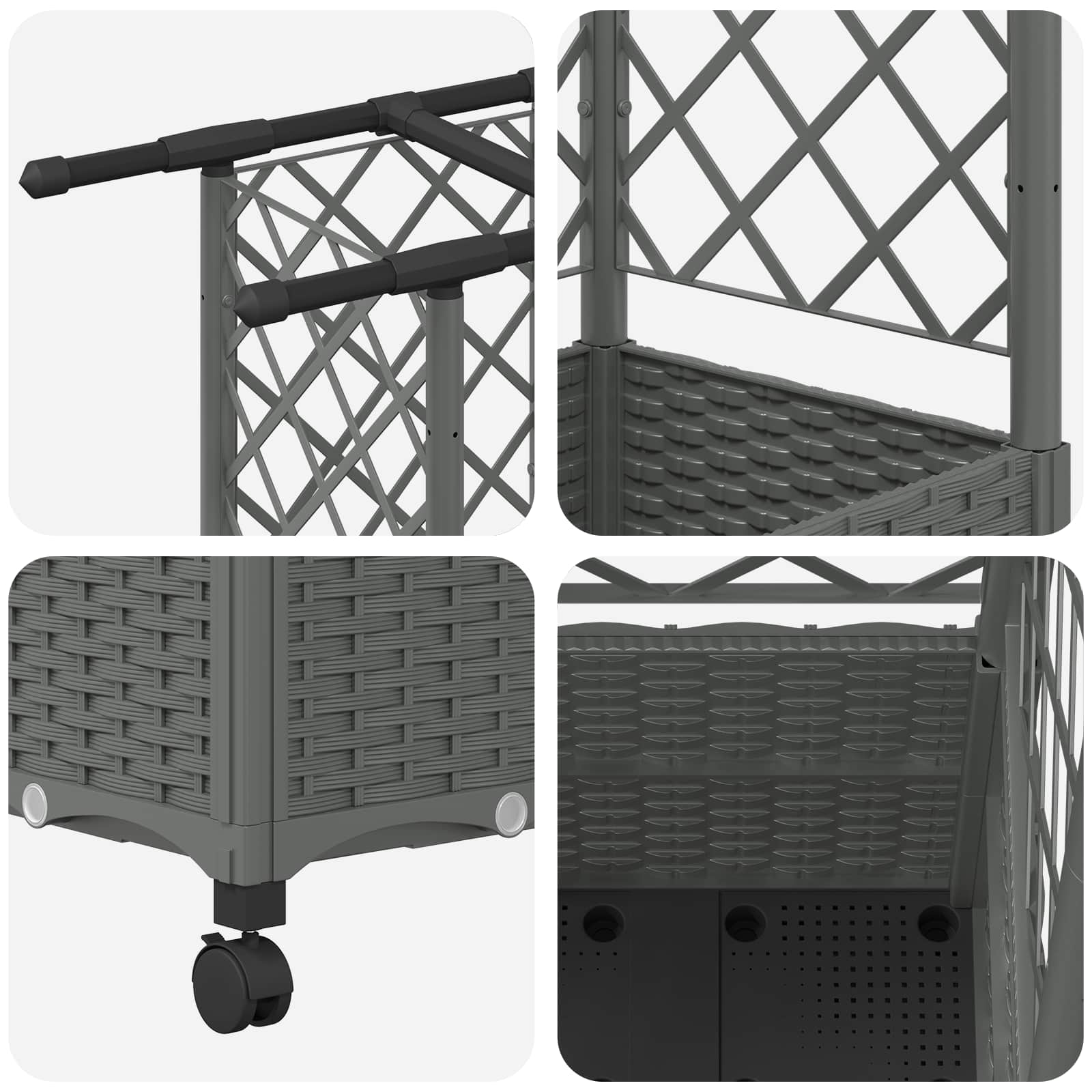 Verhoogd Bed met Trellis en Dak Lichtgrijs 124 x 40 x 142 cm PP image 6