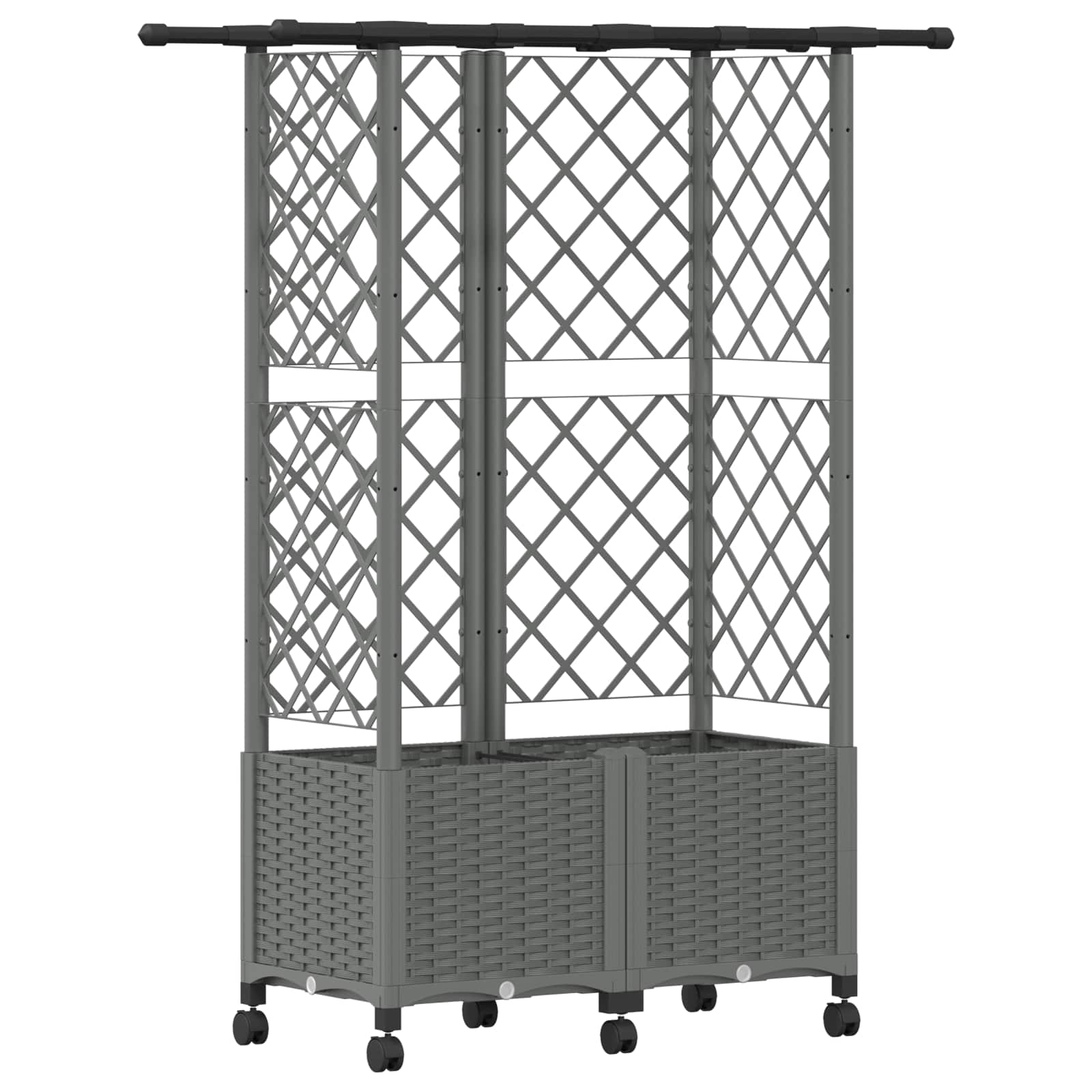 Verhoogd Bed met Trellis en Dak Lichtgrijs 124 x 40 x 142 cm PP image 2