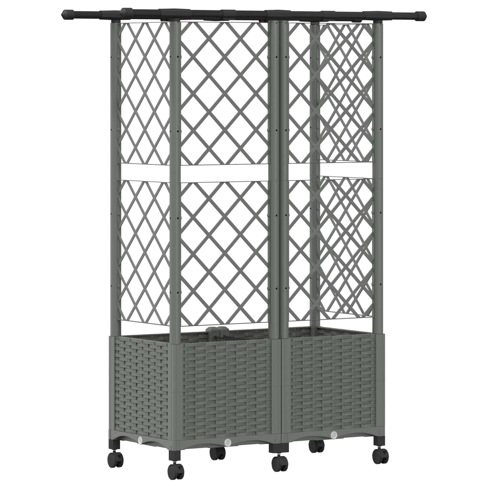 Verhoogd Bed met Trellis en Dak Lichtgrijs 124 x 40 x 142 cm PP image 5