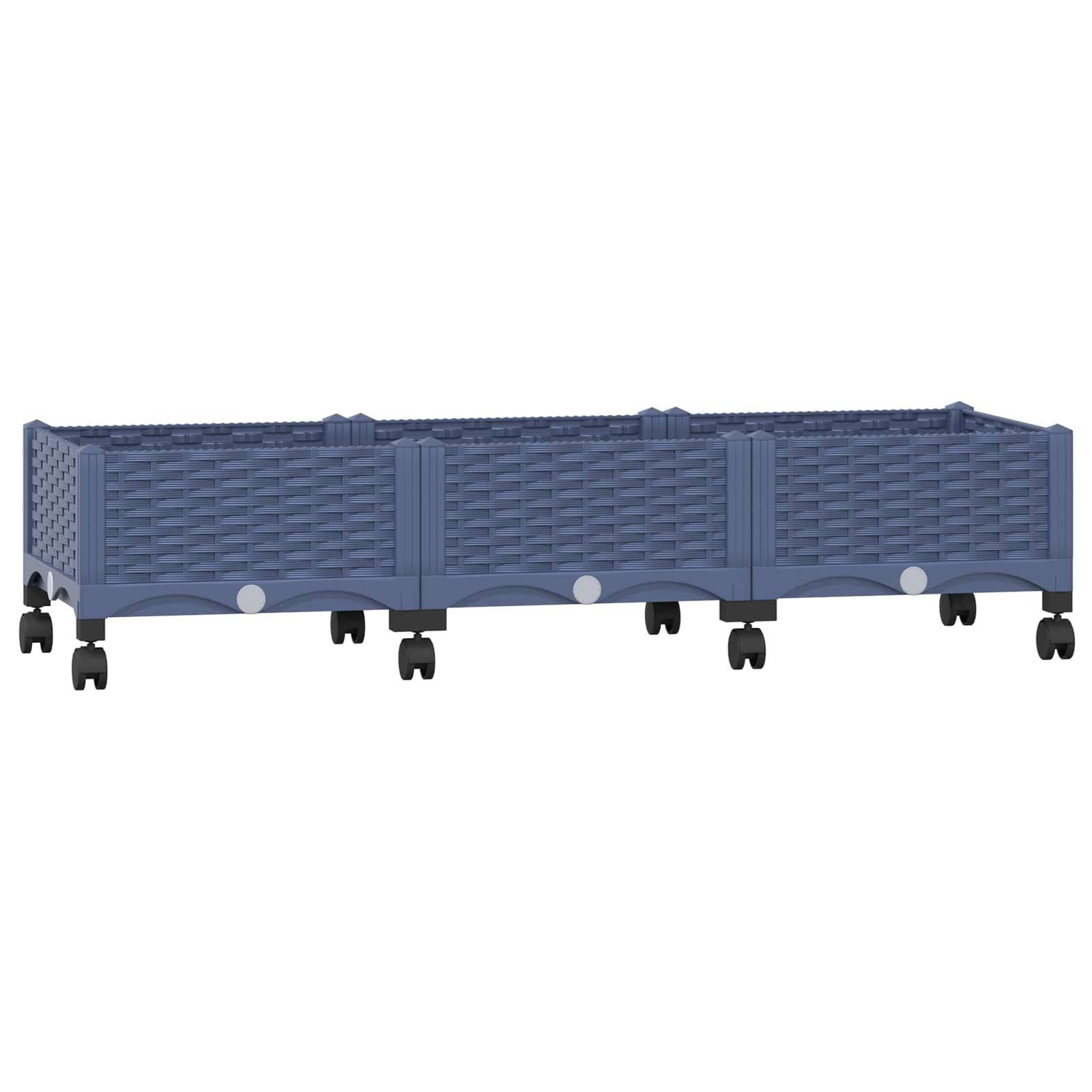 Vrtni cvetlični lonček s kolesi Modro sivo 120 x 40 x 33 cm PP - slika 2