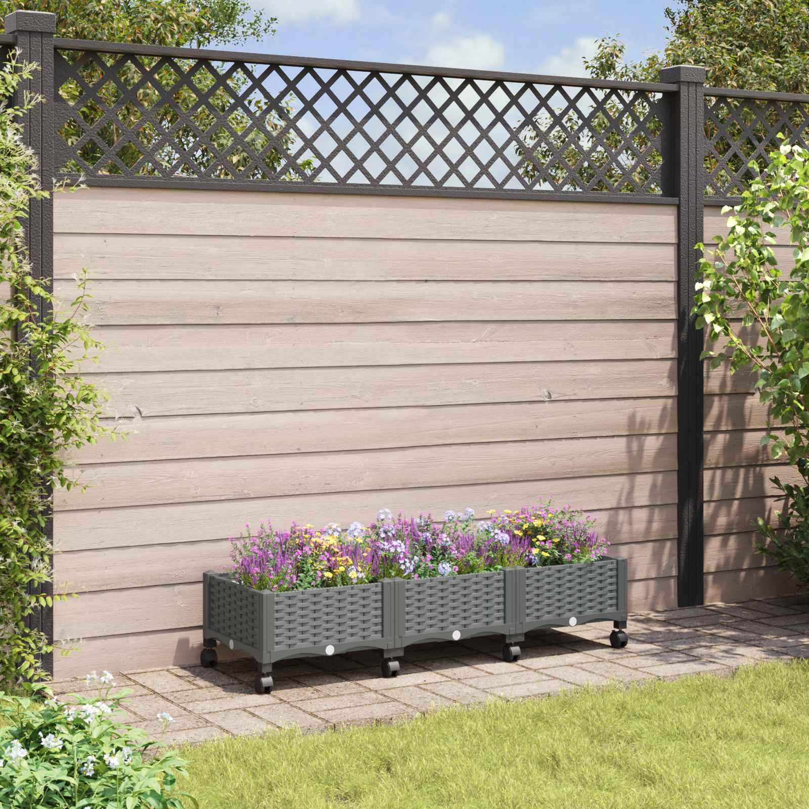 Tuinschaal met wielen Lichtgrijs 120 x 40 x 33 cm PP image 1