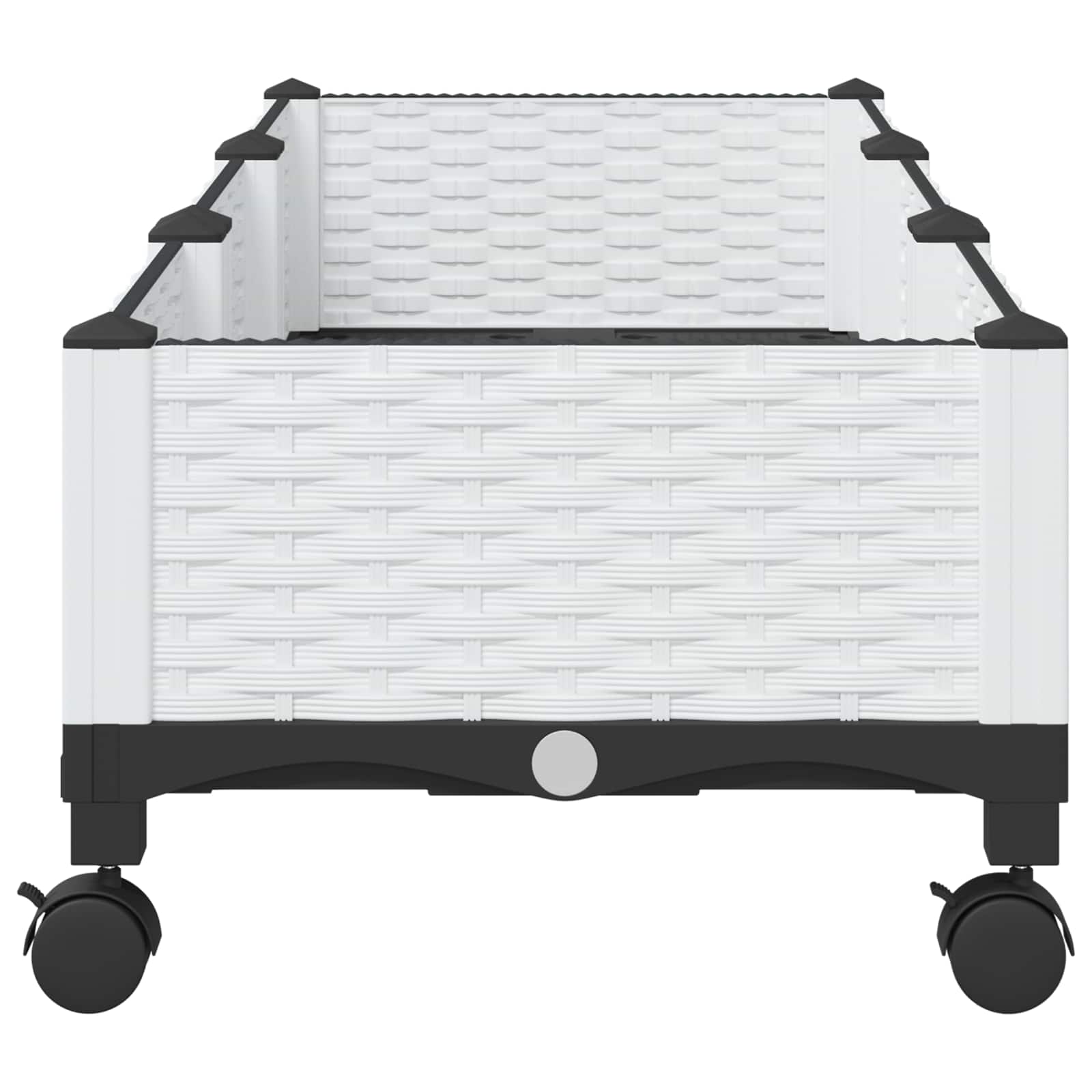 Vrtni cvetlični lonček s kolesi Bela 120 x 40 x 33 cm PP - slika 4
