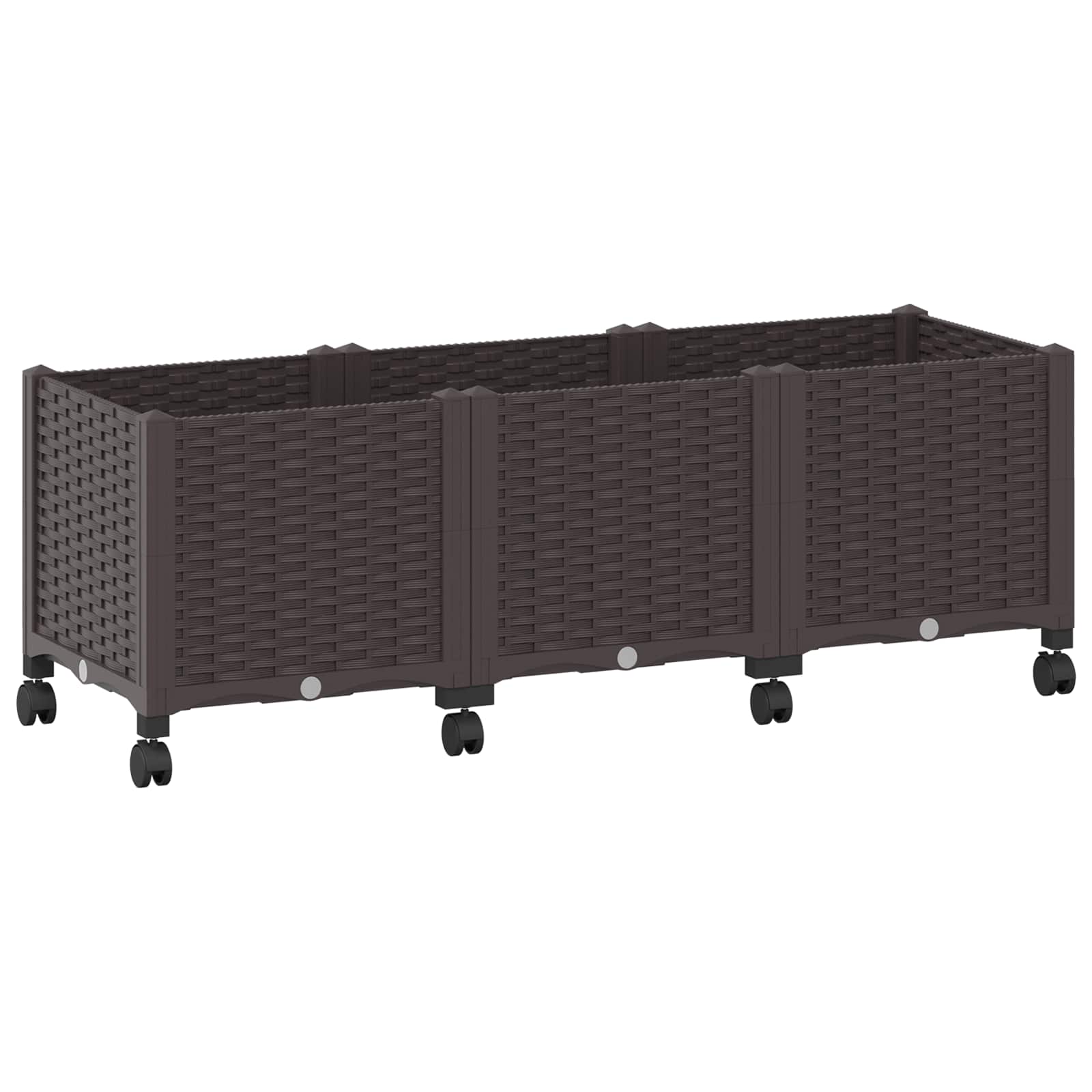 Vrtni cvetlični lonček s kolesi Rjava 120 x 40 x 44 cm PP - slika 2