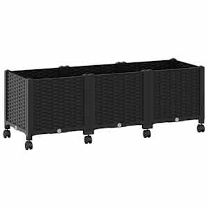 vidaXL Aiakast v&auml;hemalt ratastega Must 120 x 40 x 44 cm PP