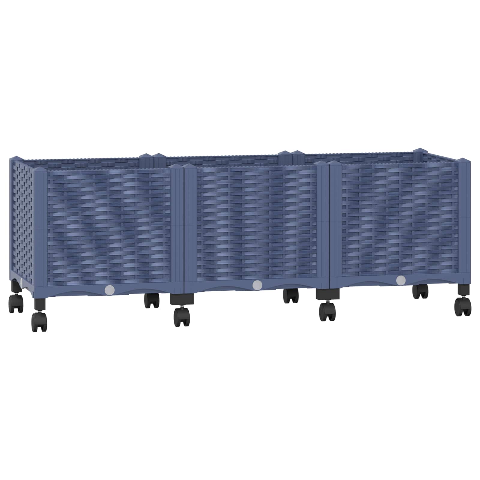Vrtni cvetlični lonček s kolesi Modro sivo 120 x 40 x 48 cm PP - slika 2