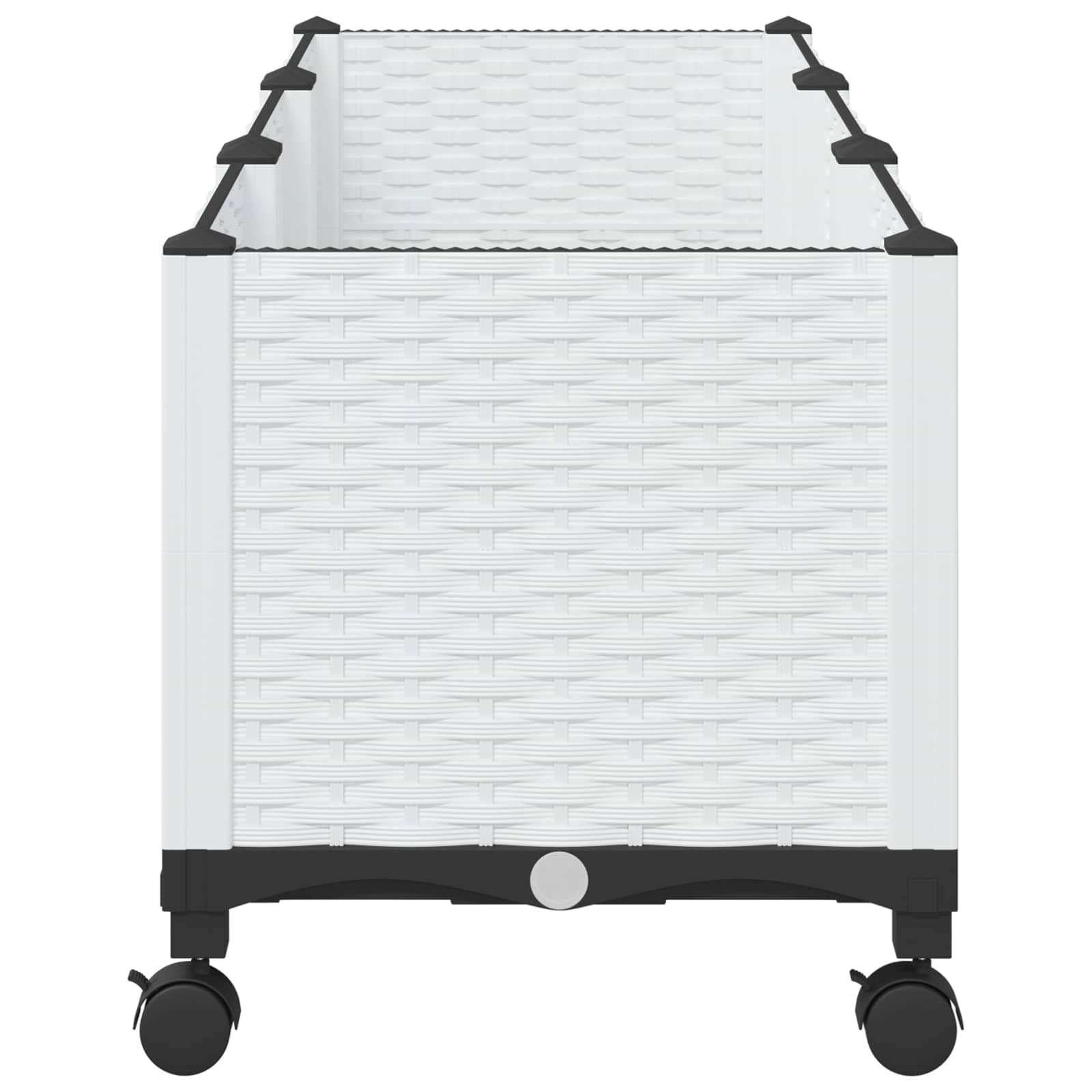 Vrtni cvetlični lonček s kolesi Bela 120 x 40 x 48 cm PP - slika 4