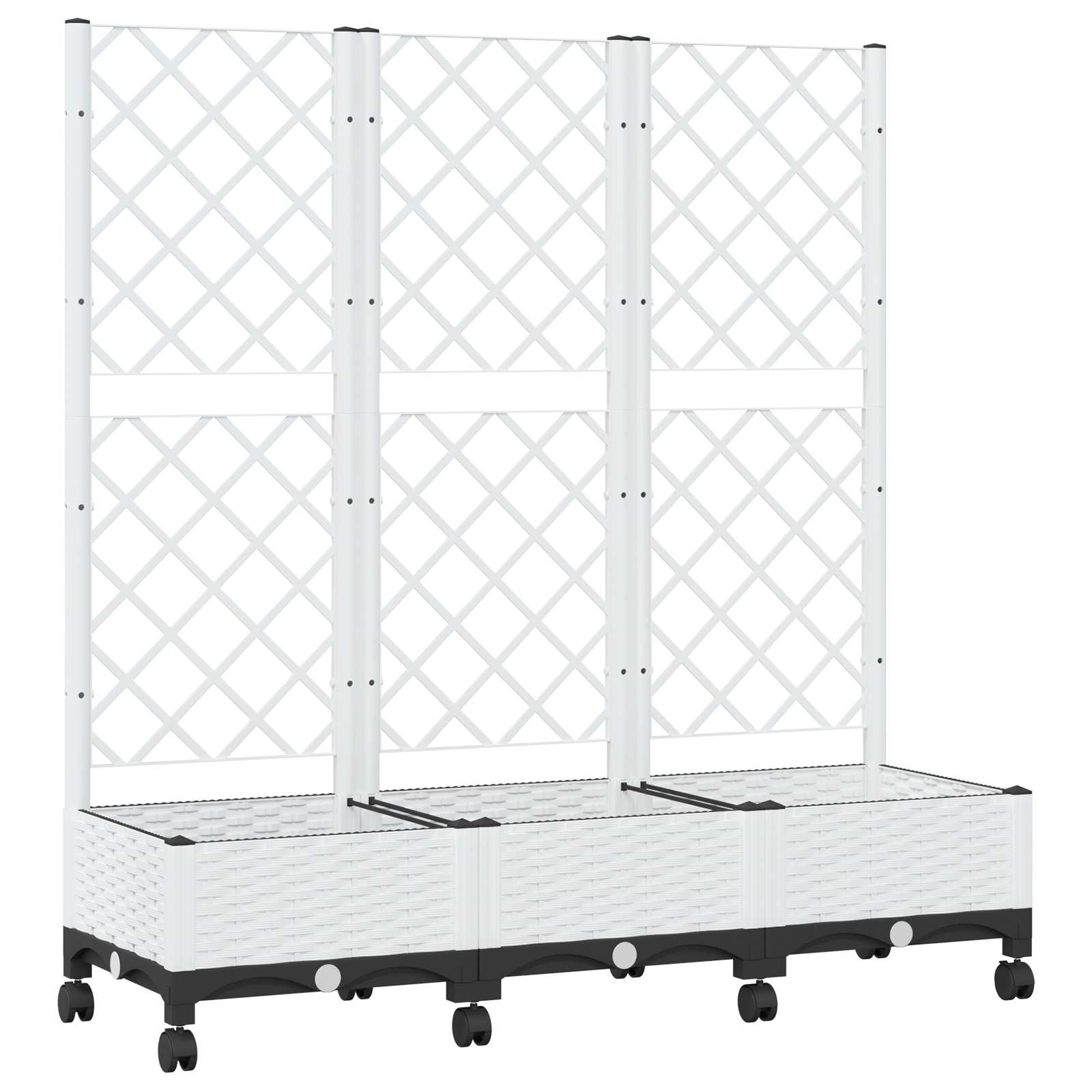 Vrtni sadilnik s srežnikom in kolesi Bela 120 x 40 x 131,5 cm - slika 2
