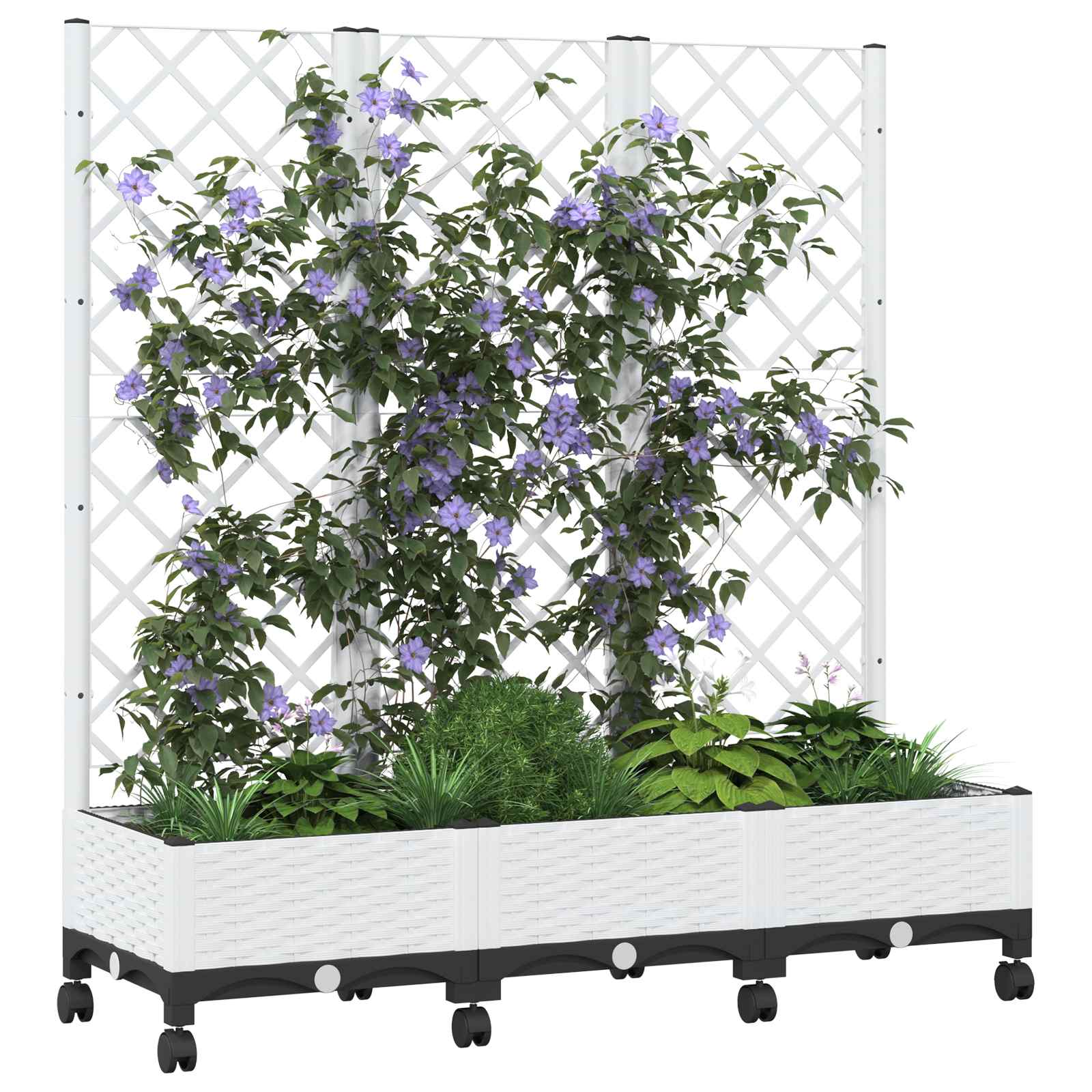 Vrtni sadilnik s srežnikom in kolesi Bela 120 x 40 x 131,5 cm - slika 3