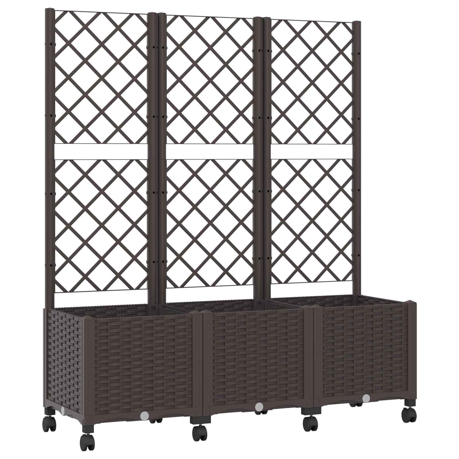 Vrtni sadilnik s srežnikom in kolesi Rjava 120 x 40 x 146 cm PP - slika 2
