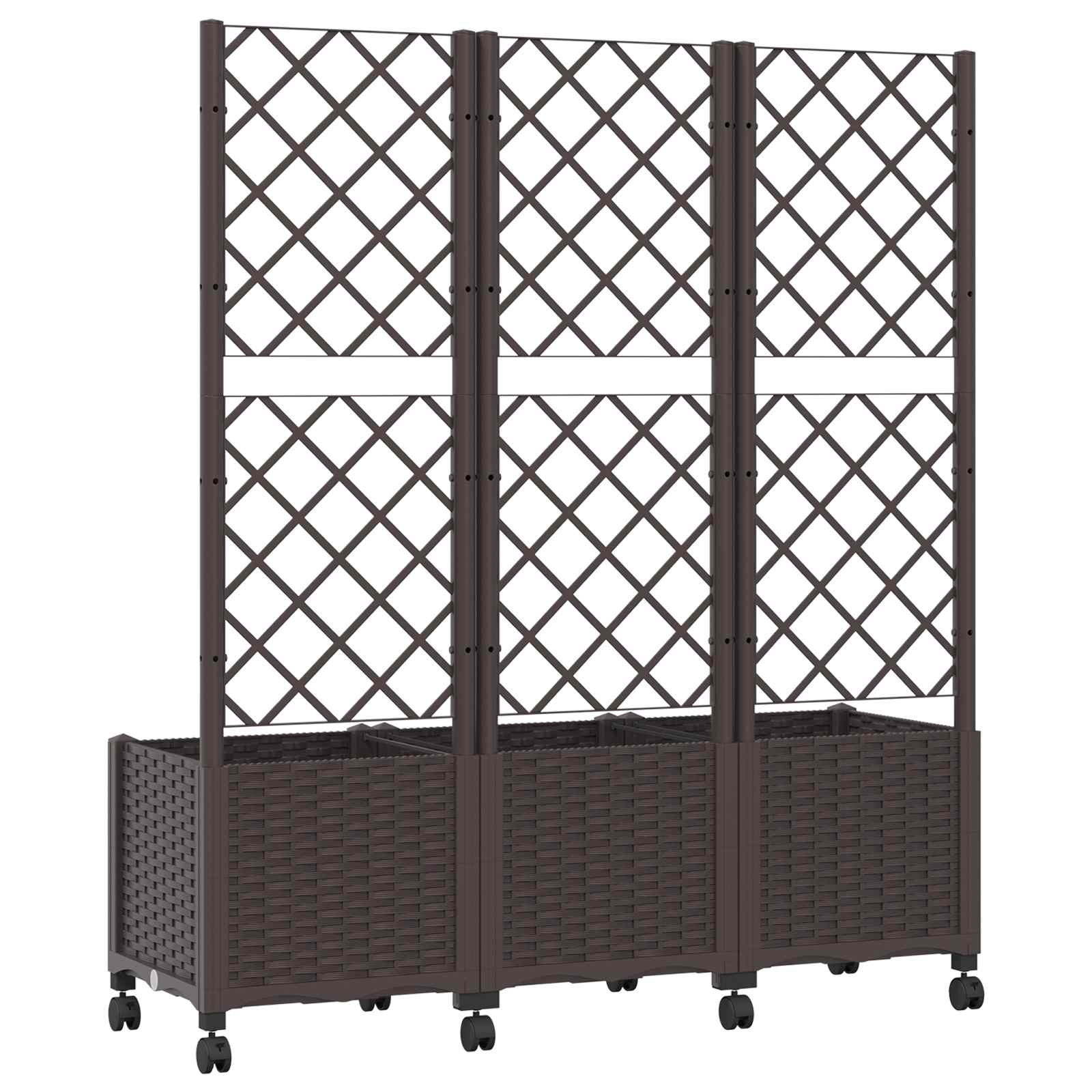Vrtni sadilnik s srežnikom in kolesi Rjava 120 x 40 x 146 cm PP - slika 5