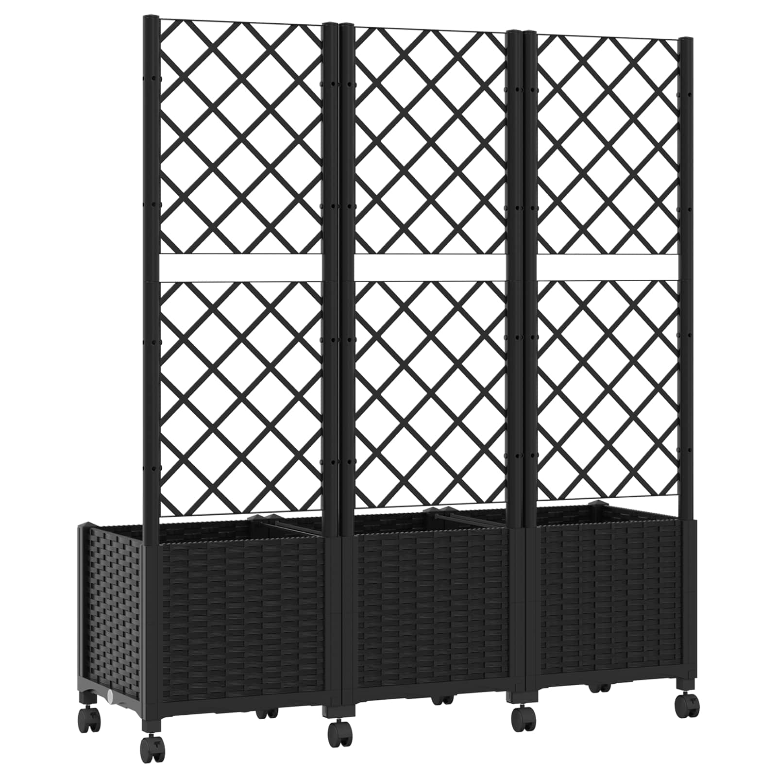 Tuinplantbak met schutting en wielen Zwart 120 x 40 x 146 cm PP image 5