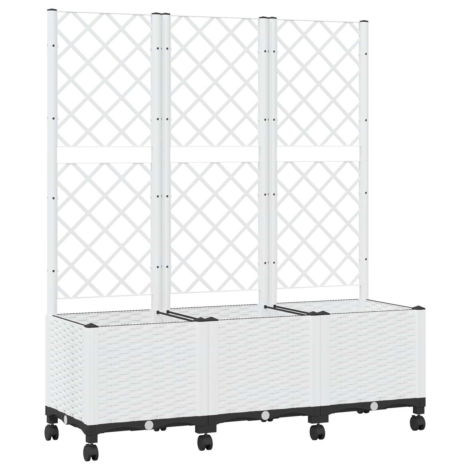 Vrtni sadilnik s srežnikom in kolesi Bela 120 x 40 x 146 cm PP - slika 2