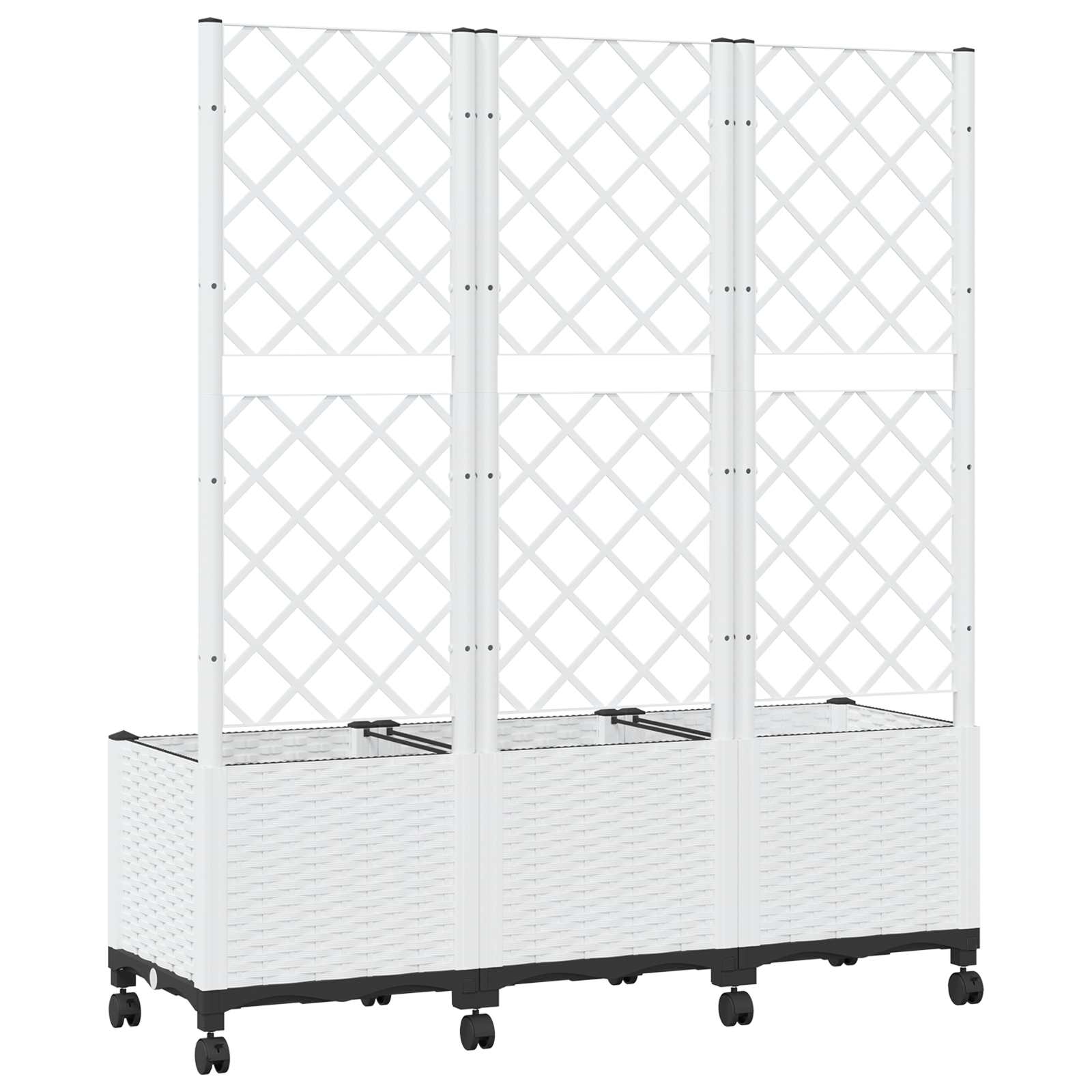 Vrtni sadilnik s srežnikom in kolesi Bela 120 x 40 x 146 cm PP - slika 5