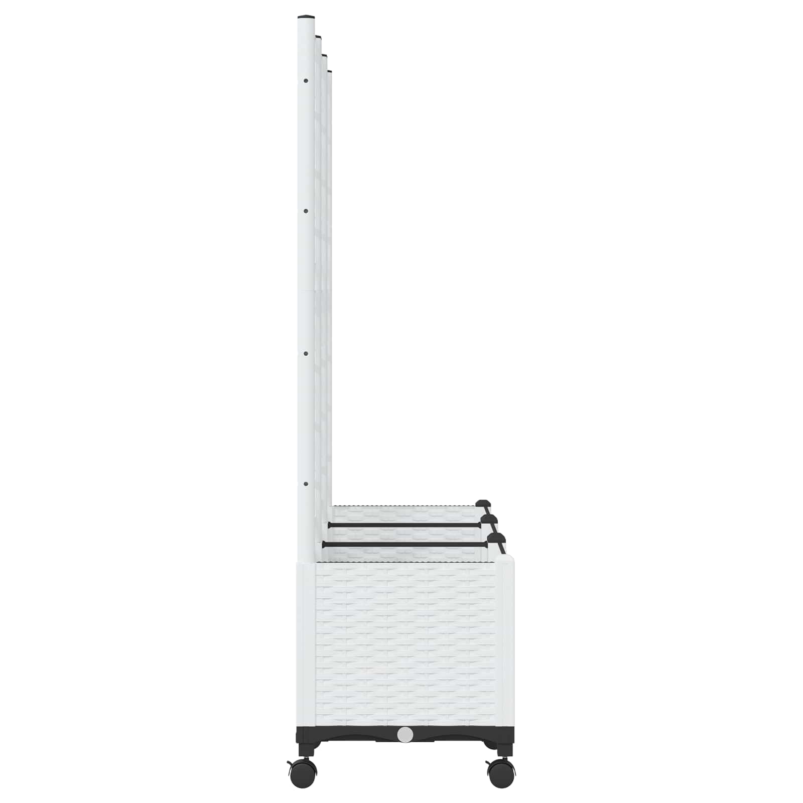 Vrtni sadilnik s srežnikom in kolesi Bela 120 x 40 x 146 cm PP - slika 4