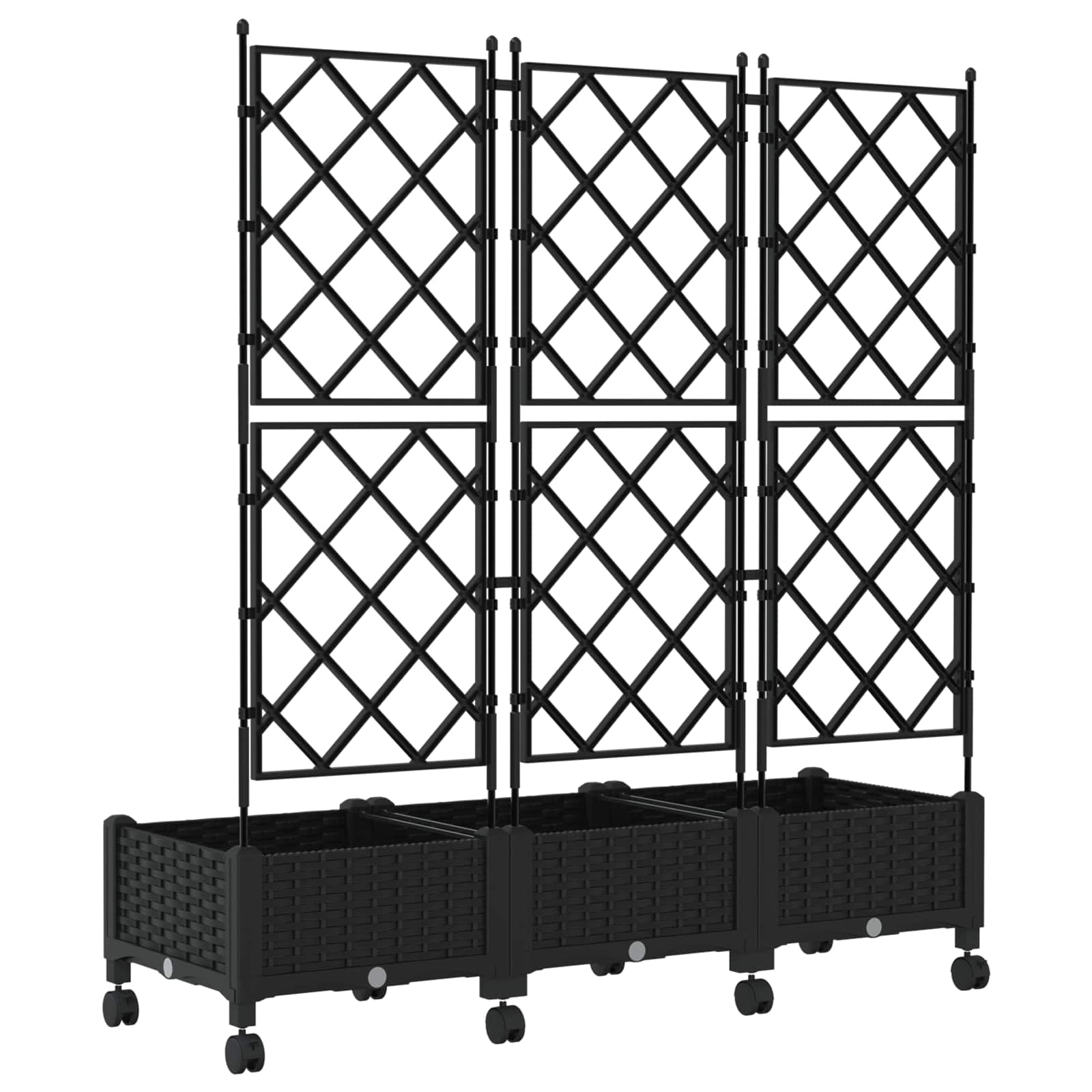 Tuinplantbak met schutting en wielen 3 st Zwart PP image 4