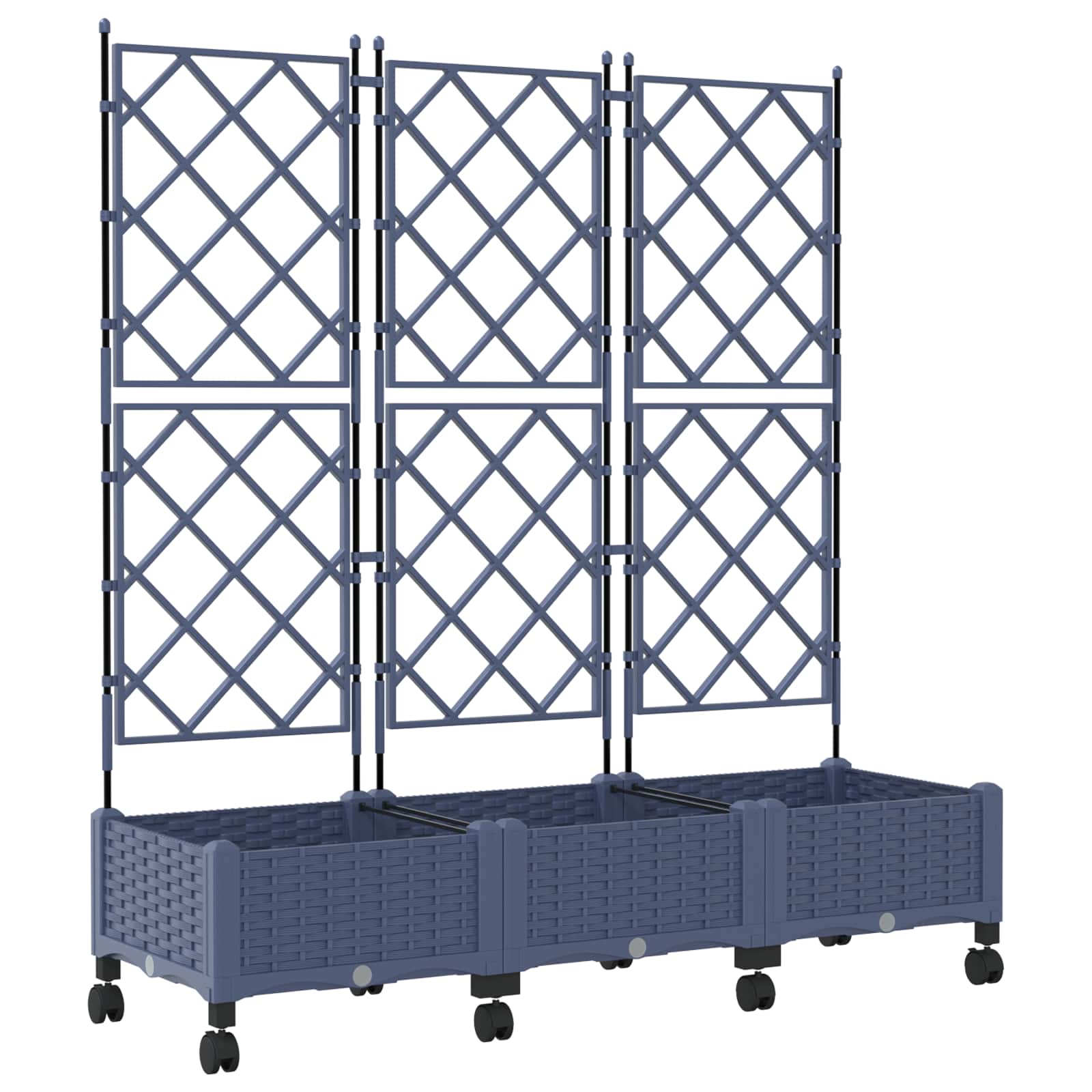 Tuinplantbak met schutting en wielen 3 st Grijs PP image 2