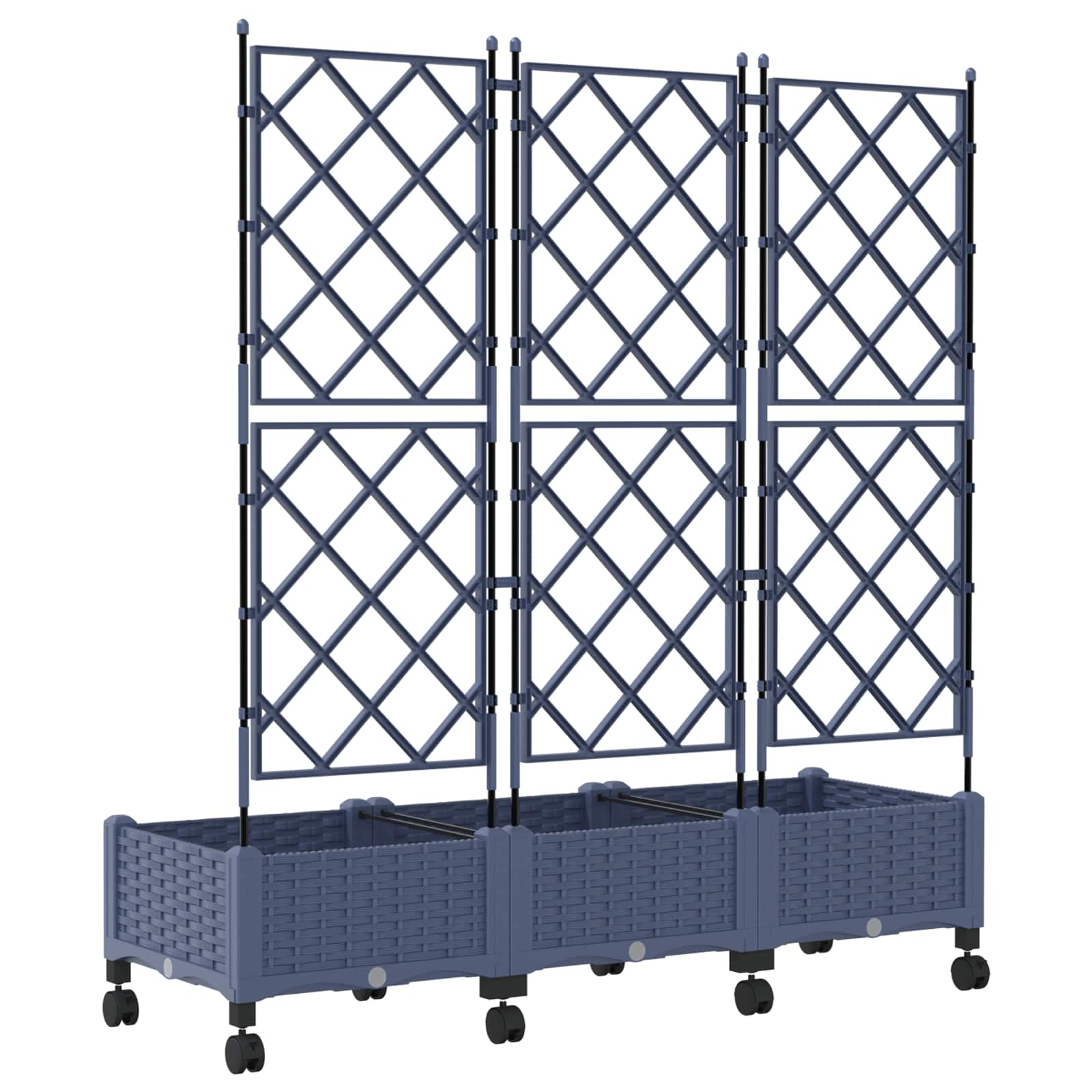 Tuinplantbak met schutting en wielen 3 st Grijs PP image 4