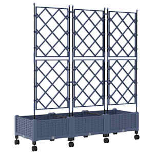 Zahradní truhlík s treláží a koly 3 ks Šedá 120 x 40 x 131,5 cm - obrázek 4