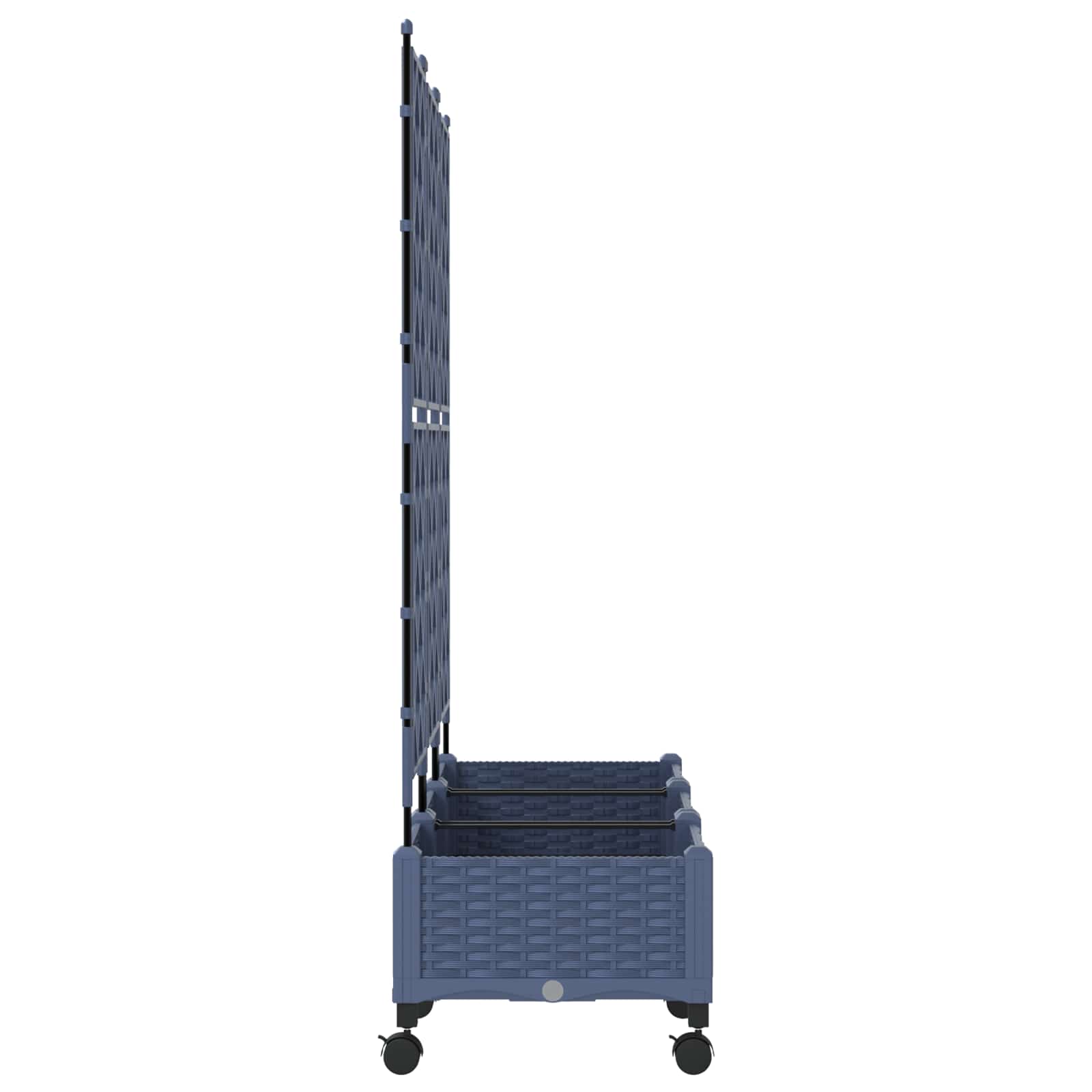 Tuinplantbak met schutting en wielen 3 st Grijs PP image 3