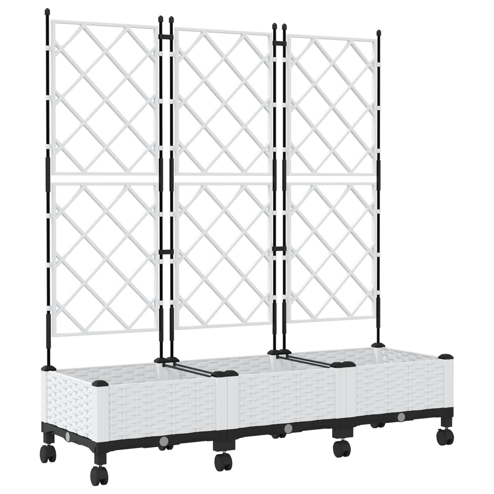 Tuinplantbak met schutting en wielen 3 st Wit PP image 2