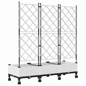 Zahradní truhlík s treláží a koly 3 ks Bílá 120 x 40 x 131,5 cm - obrázek 4
