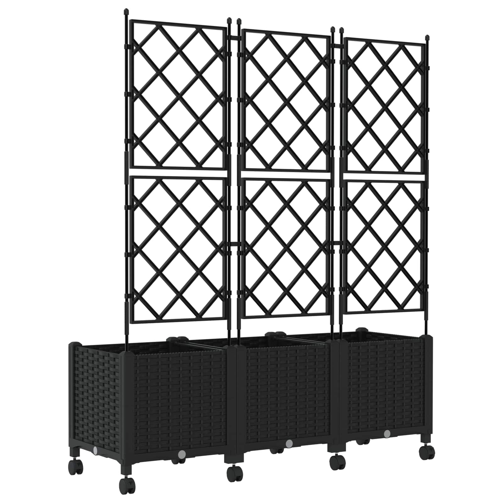 Tuinplantbak met schutting en wielen 3 st Zwart PP image 4