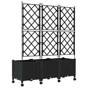 Zahradní truhlík s treláží a koly 3 ks Černá 120 x 40 x 149 cm - obrázek 4